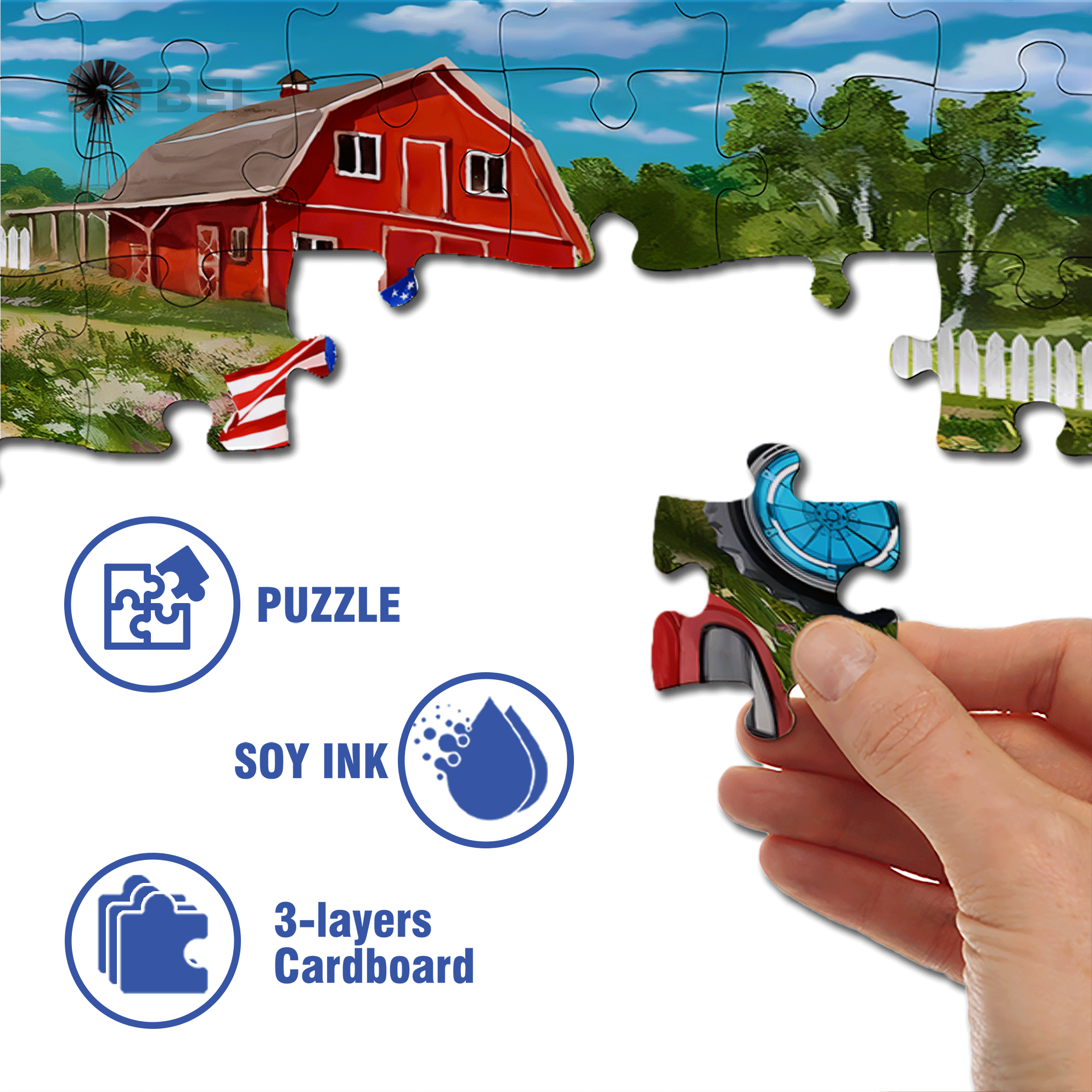 Red Car and Barn 500pcs/1000pcs Jigsaw Puzzle, Scratch-Resistant, Interactive Family Game & Brain-Boosting DIY Decor, Perfect for Halloween, Christmas & New Year Gifts, Family Puzzle Game