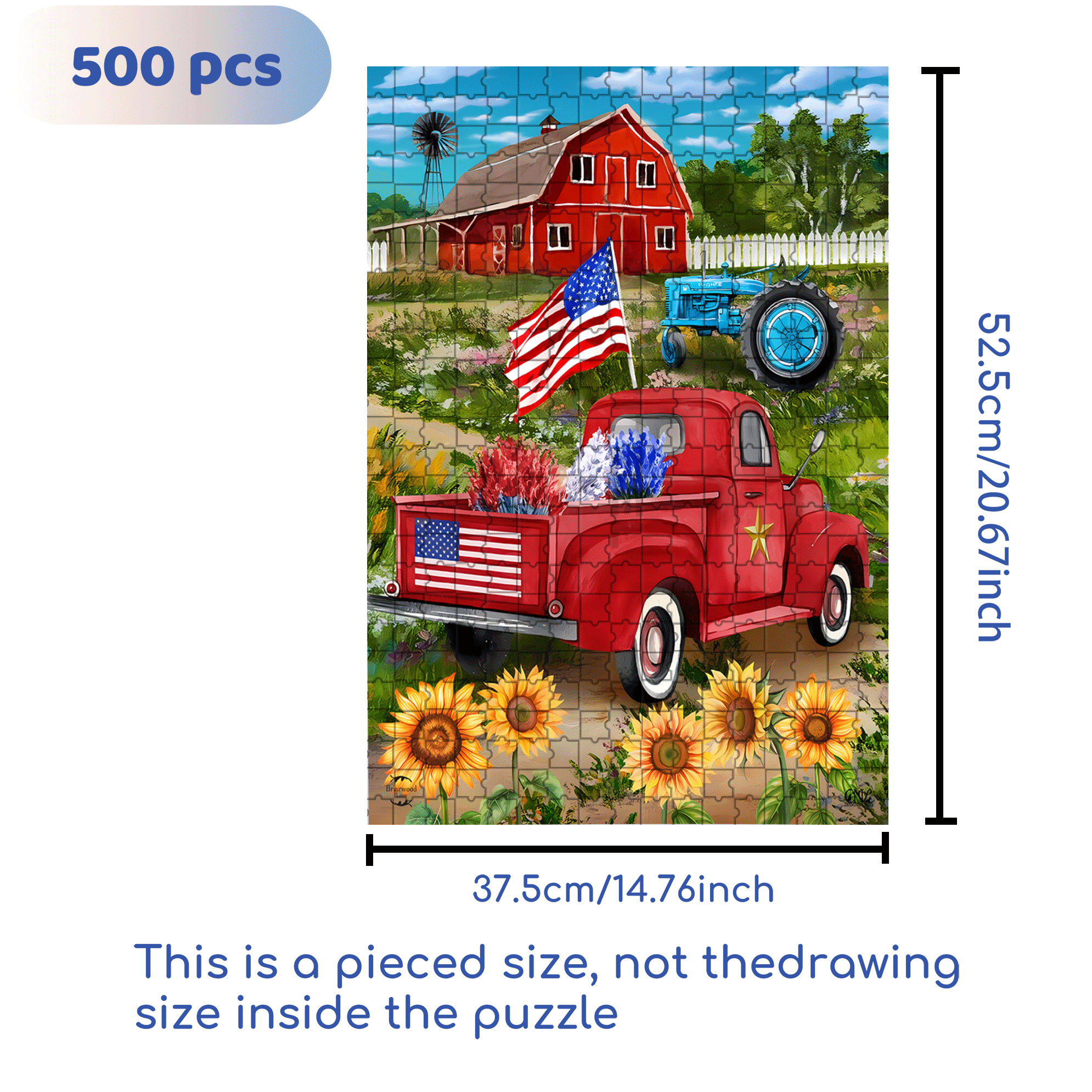 Red Car and Barn 500pcs/1000pcs Jigsaw Puzzle, Scratch-Resistant, Interactive Family Game & Brain-Boosting DIY Decor, Perfect for Halloween, Christmas & New Year Gifts, Family Puzzle Game