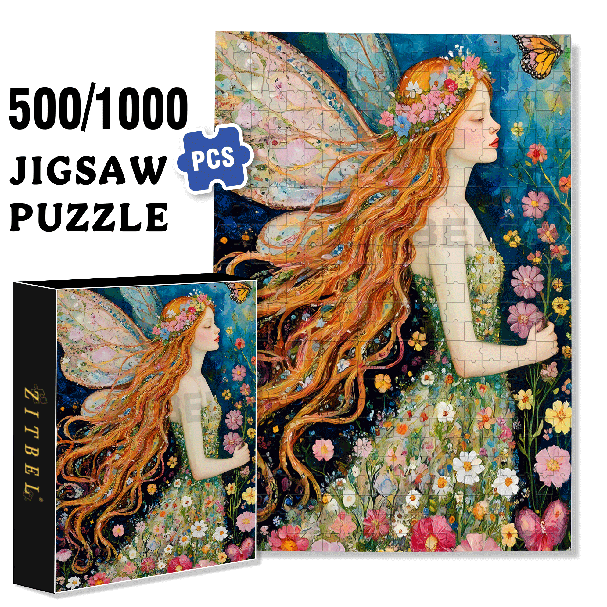 Red-haired Elf 500pcs/1000pcs Jigsaw Puzzle, Scratch-Resistant, Interactive Family Game & Brain-Boosting DIY Decor, Perfect for Halloween, Christmas & New Year Gifts, Family Puzzle Game