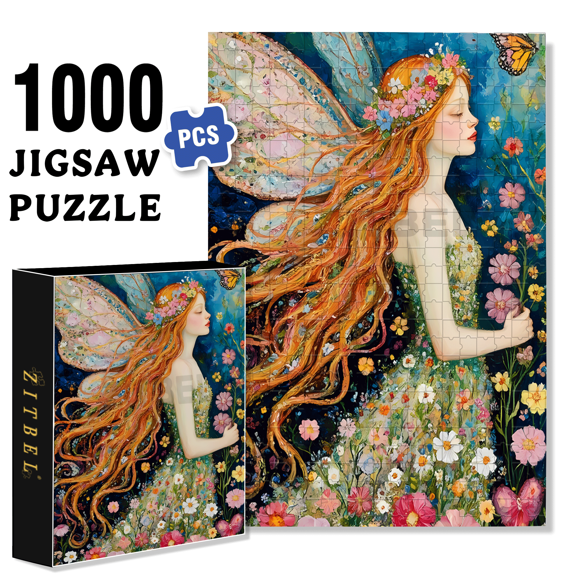 Red-haired Elf 500pcs/1000pcs Jigsaw Puzzle, Scratch-Resistant, Interactive Family Game & Brain-Boosting DIY Decor, Perfect for Halloween, Christmas & New Year Gifts, Family Puzzle Game