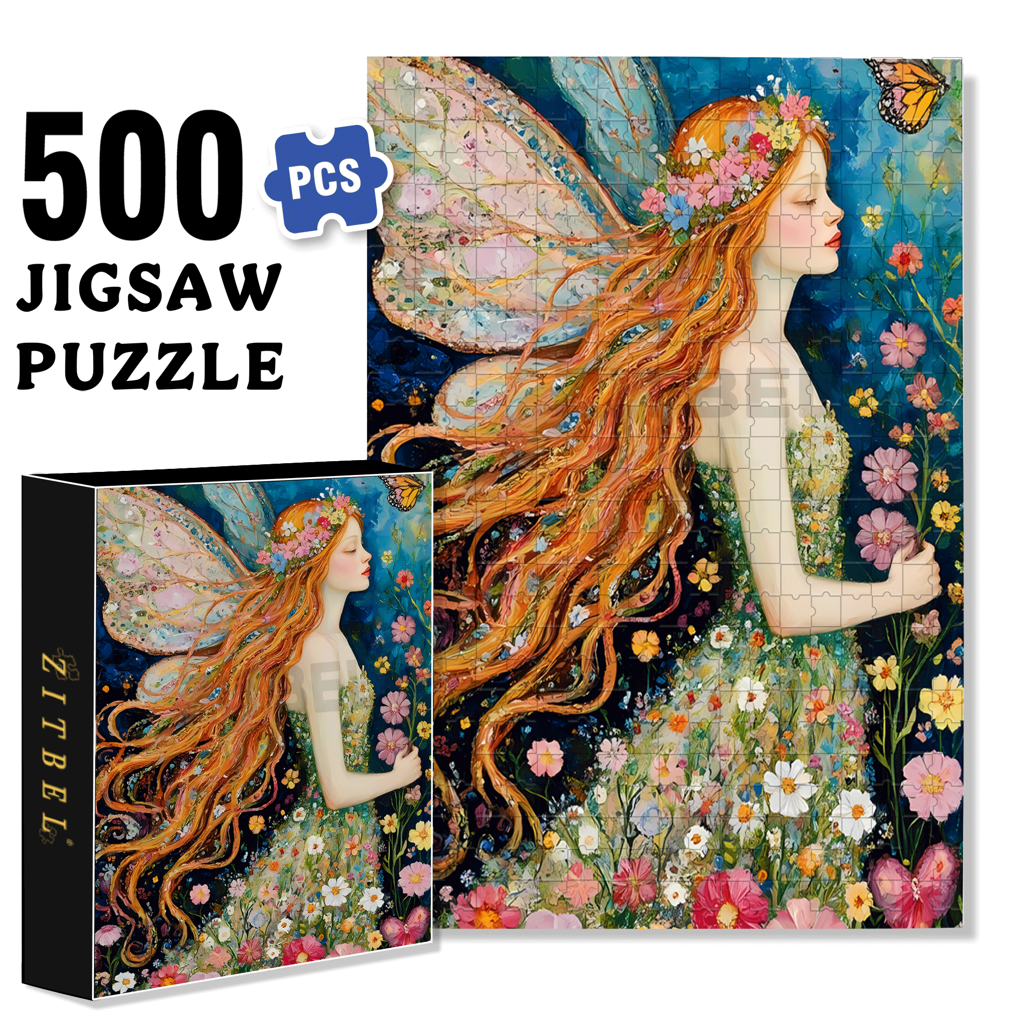 Red-haired Elf 500pcs/1000pcs Jigsaw Puzzle, Scratch-Resistant, Interactive Family Game & Brain-Boosting DIY Decor, Perfect for Halloween, Christmas & New Year Gifts, Family Puzzle Game