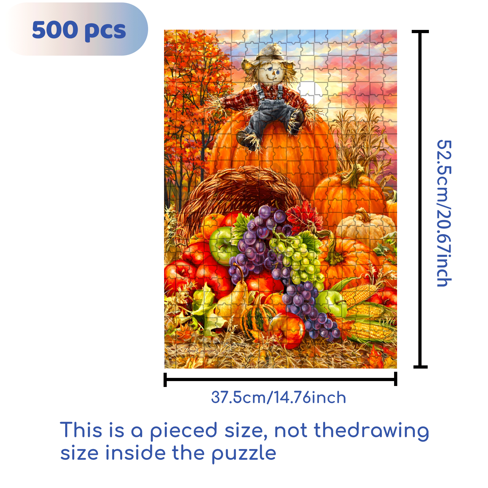 Scarecrow Harvest 500pcs/1000pcs Jigsaw Puzzle, Scratch-Resistant, Interactive Family Game & Brain-Boosting DIY Decor, Perfect for Halloween, Christmas & New Year Gifts, Family Puzzle Game