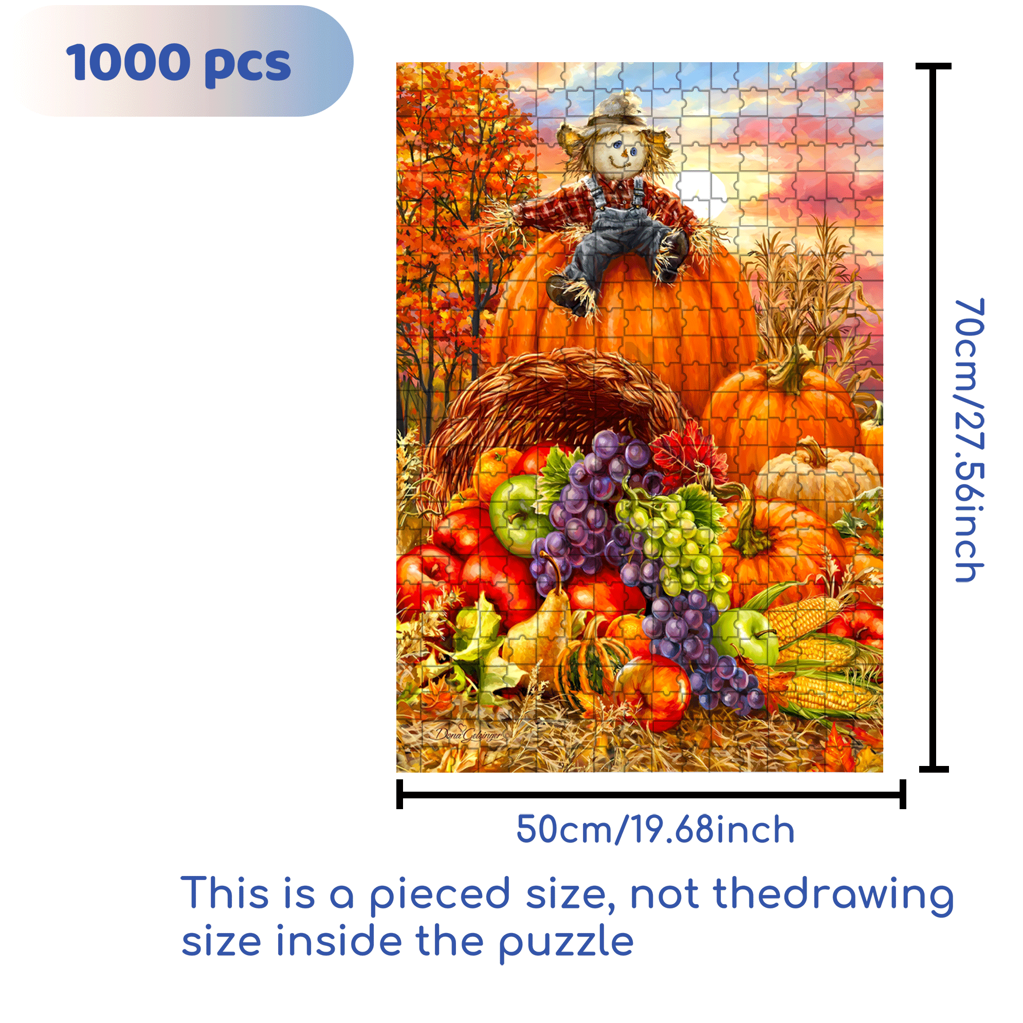 Scarecrow Harvest 500pcs/1000pcs Jigsaw Puzzle, Scratch-Resistant, Interactive Family Game & Brain-Boosting DIY Decor, Perfect for Halloween, Christmas & New Year Gifts, Family Puzzle Game