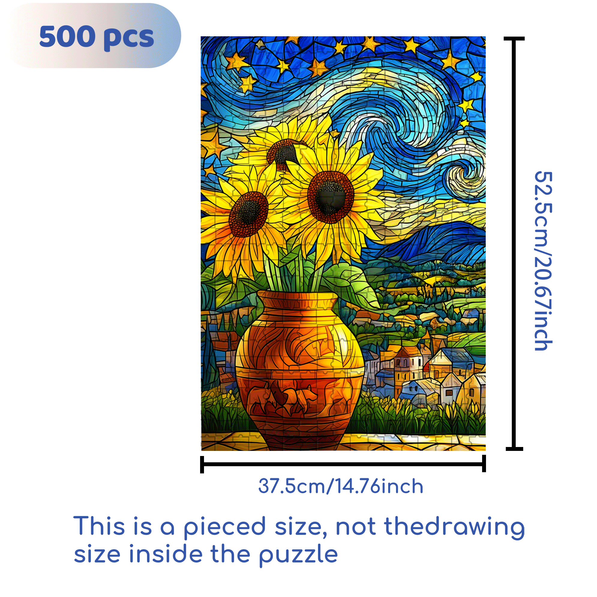Starlight & Sunlight In The Night 500pcs/1000pcs Jigsaw Puzzle, Scratch-Resistant, Interactive Family Game & Brain-Boosting DIY Decor, Perfect for Halloween, Christmas & New Year Gifts, Family Puzzle Game
