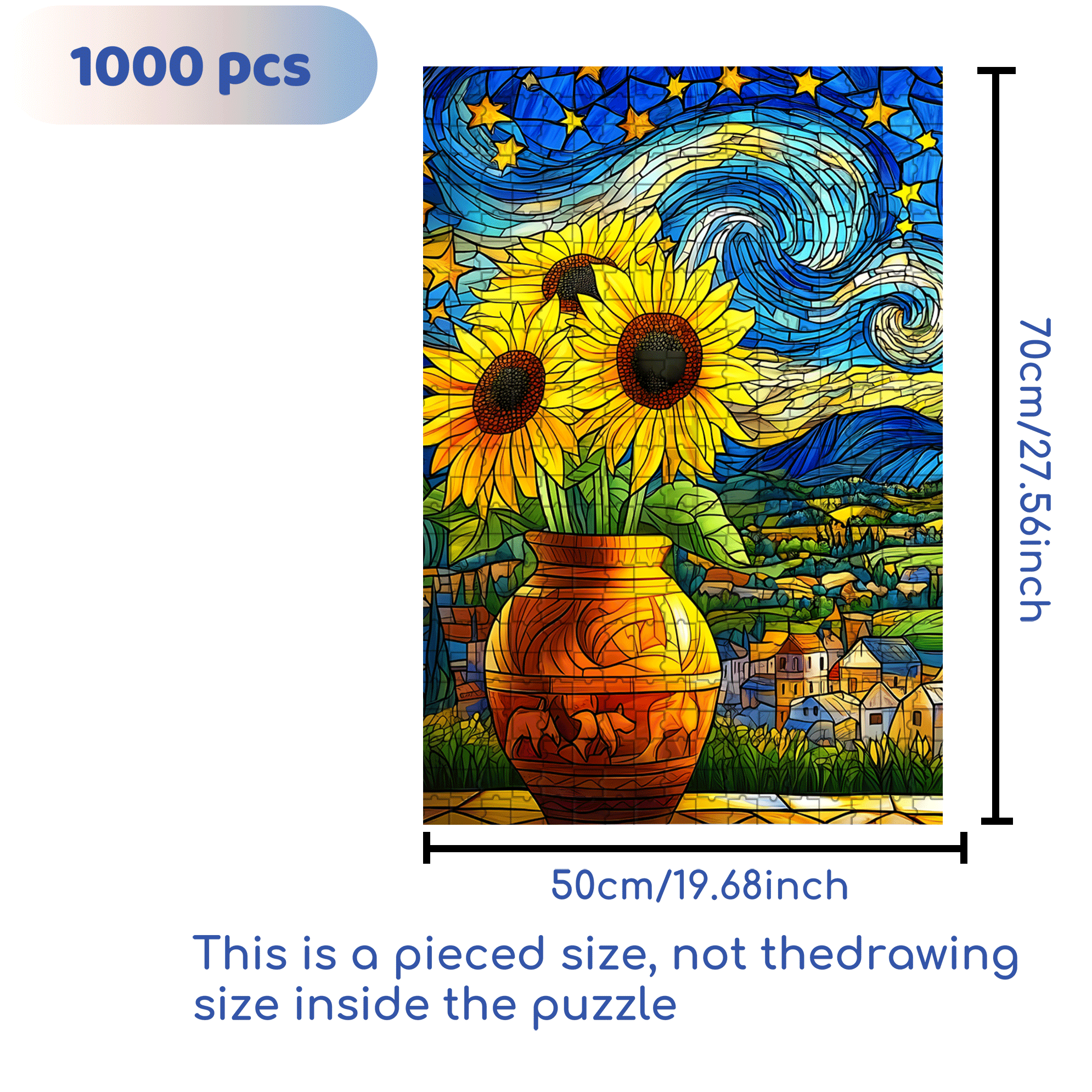 Starlight & Sunlight In The Night 500pcs/1000pcs Jigsaw Puzzle, Scratch-Resistant, Interactive Family Game & Brain-Boosting DIY Decor, Perfect for Halloween, Christmas & New Year Gifts, Family Puzzle Game