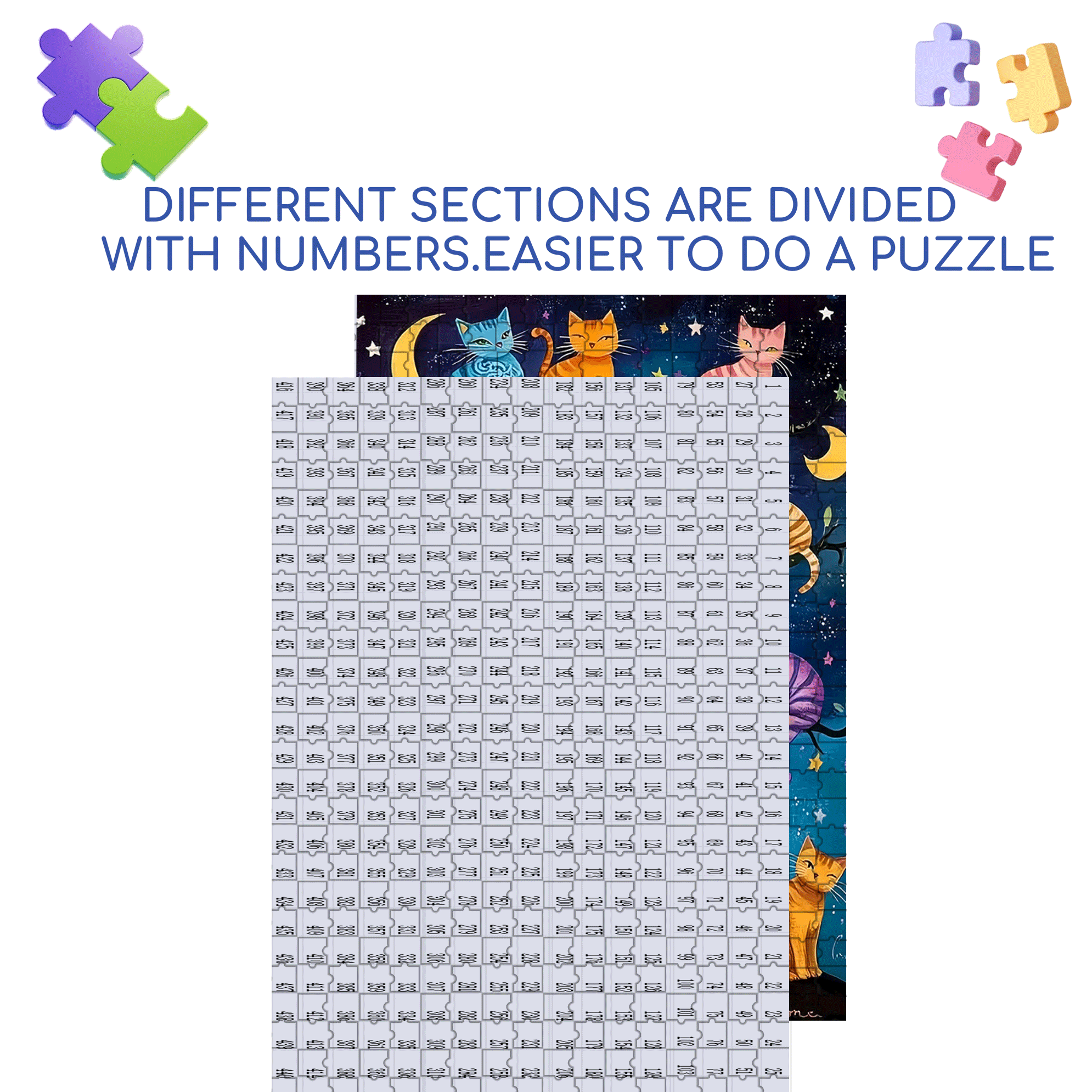 Starry Night Cat Language 500pcs/1000pcs Jigsaw Puzzle, Scratch-Resistant, Interactive Family Game & Brain-Boosting DIY Decor, Perfect for Halloween, Christmas & New Year Gifts, Family Puzzle Game