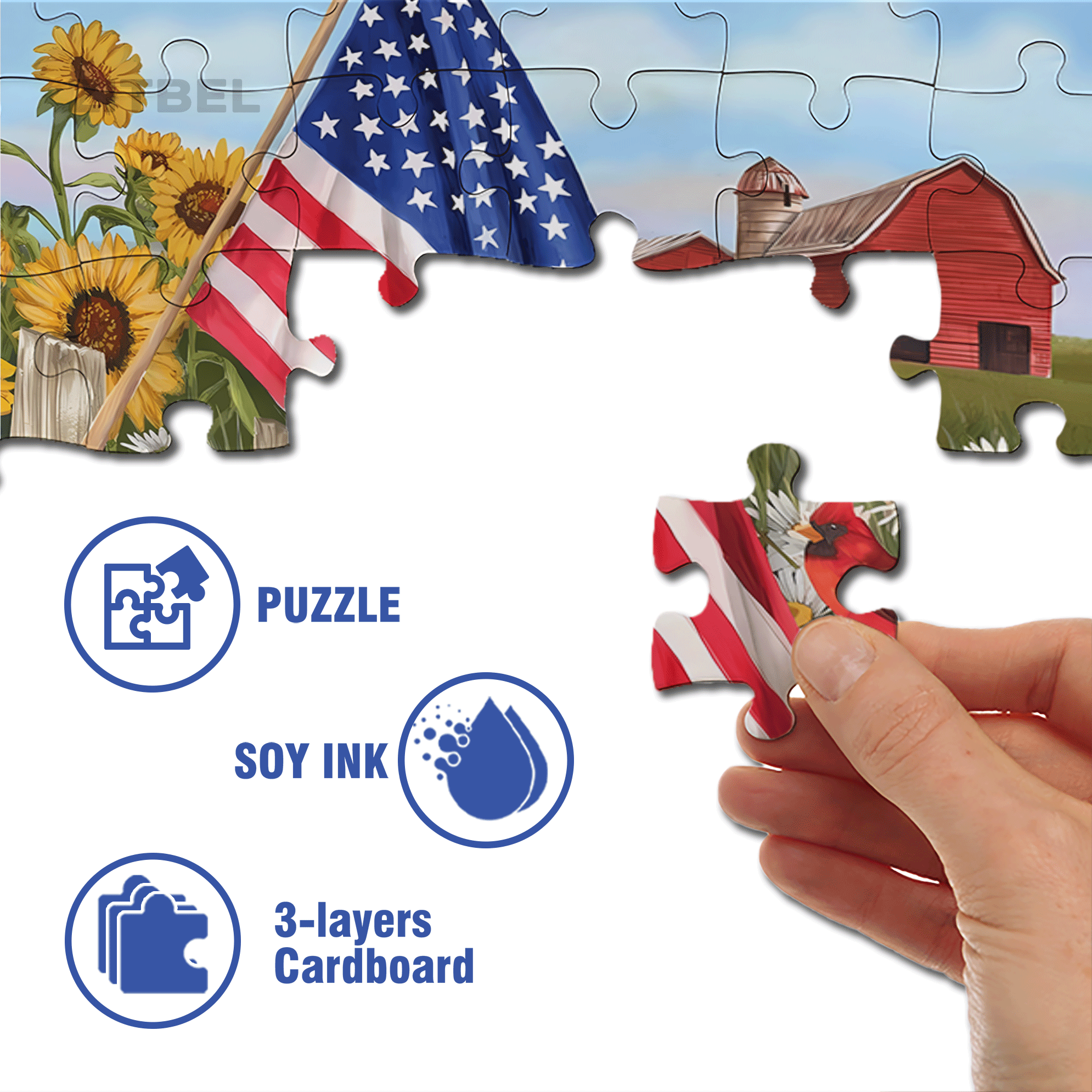 Stars & Stripes On The Field 500pcs/1000pcs Jigsaw Puzzle, Scratch-Resistant, Interactive Family Game & Brain-Boosting DIY Decor, Perfect for Halloween, Christmas & New Year Gifts, Family Puzzle Game