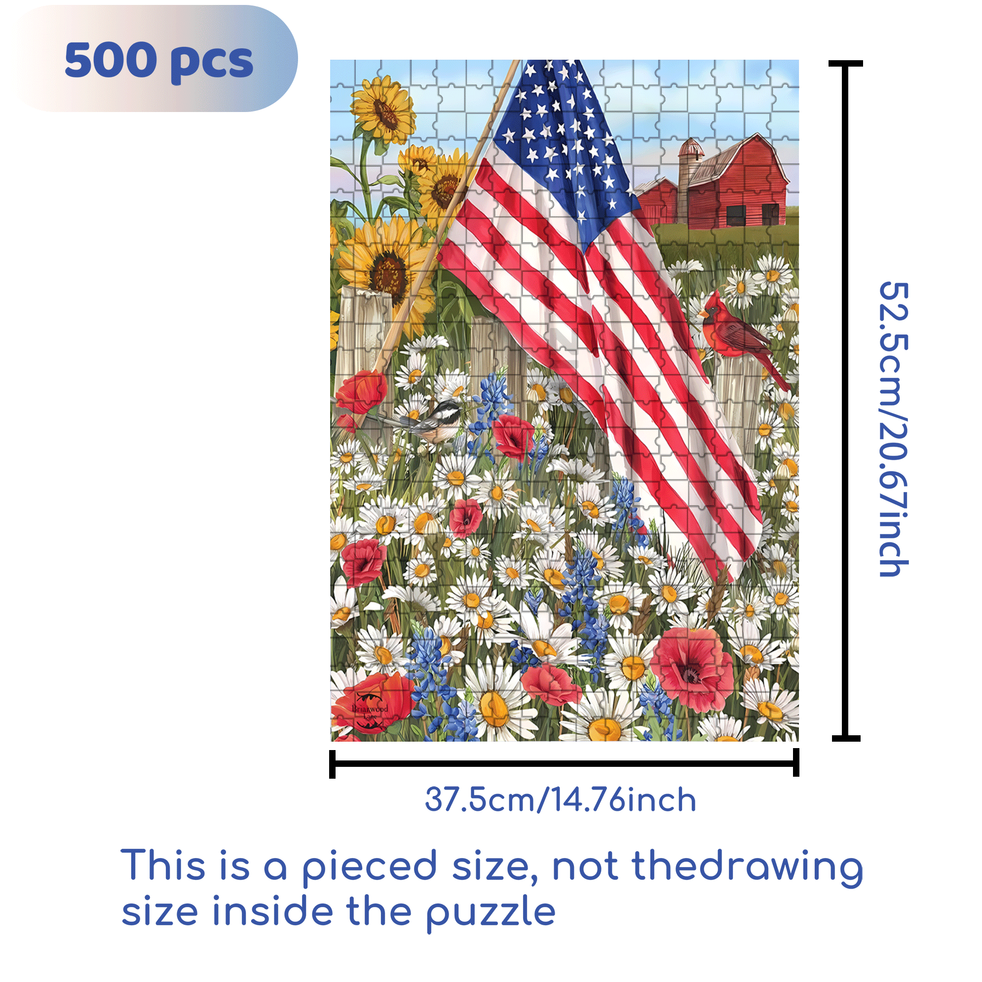 Stars & Stripes On The Field 500pcs/1000pcs Jigsaw Puzzle, Scratch-Resistant, Interactive Family Game & Brain-Boosting DIY Decor, Perfect for Halloween, Christmas & New Year Gifts, Family Puzzle Game