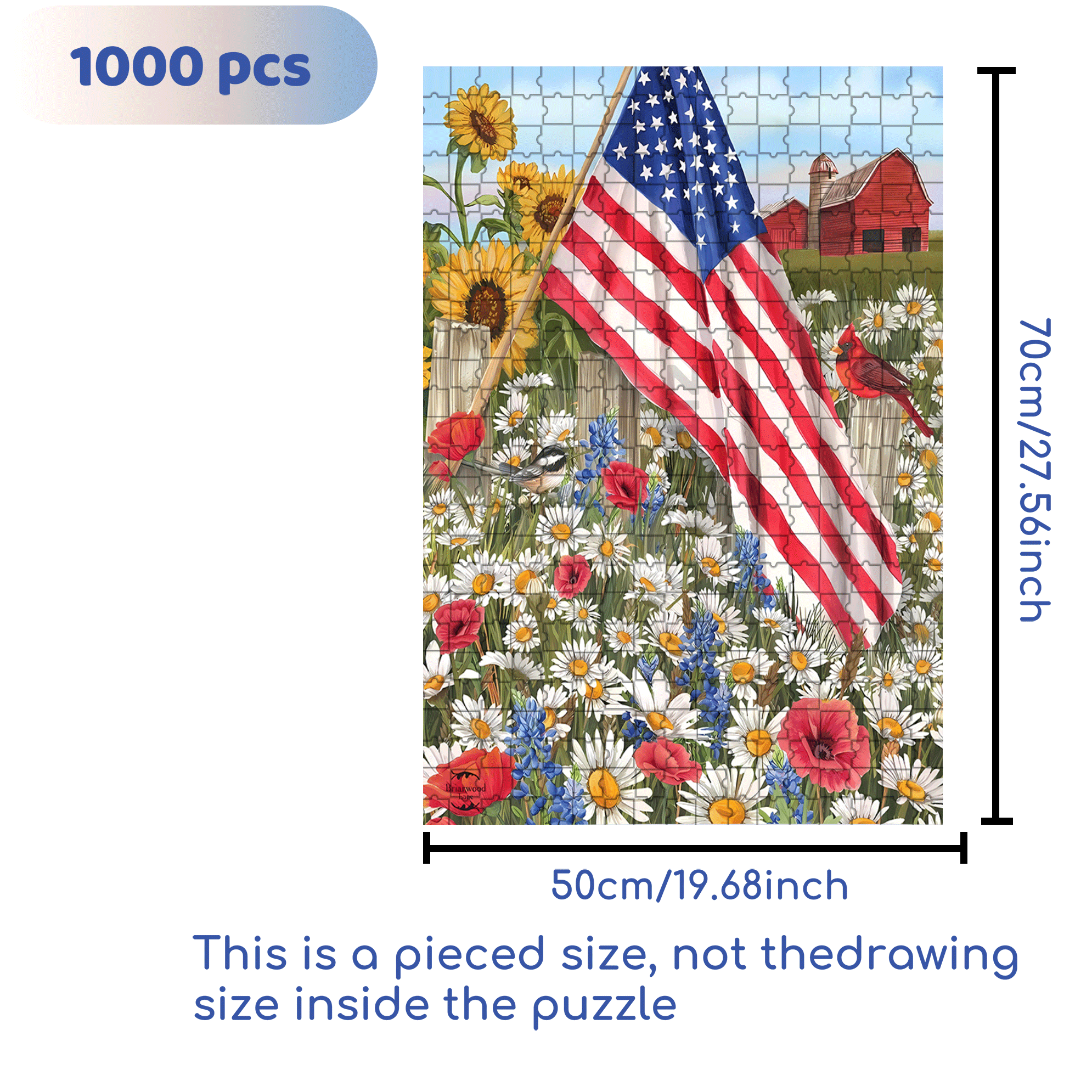 Stars & Stripes On The Field 500pcs/1000pcs Jigsaw Puzzle, Scratch-Resistant, Interactive Family Game & Brain-Boosting DIY Decor, Perfect for Halloween, Christmas & New Year Gifts, Family Puzzle Game