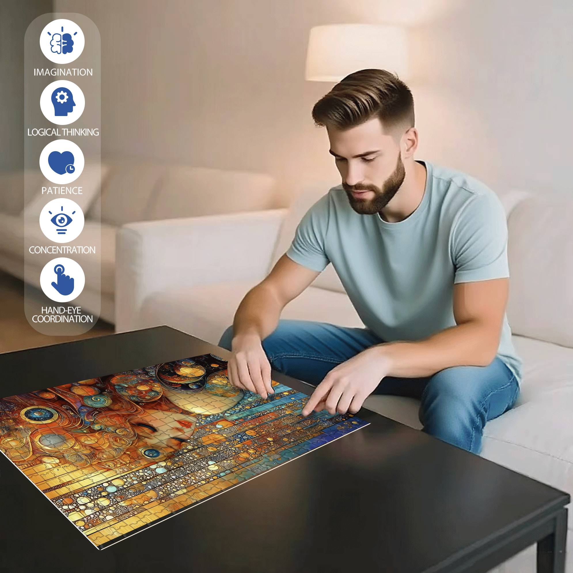 Amber Dream 500pcs/1000pcs Jigsaw Puzzle, Scratch-Resistant, Interactive Family Game & Brain-Boosting DIY Decor, Perfect for Halloween, Christmas & New Year Gifts, Family Puzzle Game