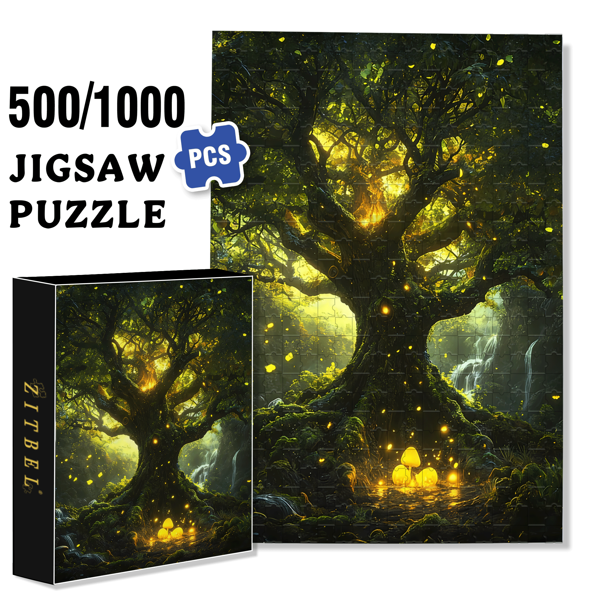 Ancient Giant Tree 500pcs/1000pcs Jigsaw Puzzle, Scratch-Resistant, Interactive Family Game & Brain-Boosting DIY Decor, Perfect for Halloween, Christmas & New Year Gifts, Family Puzzle Game