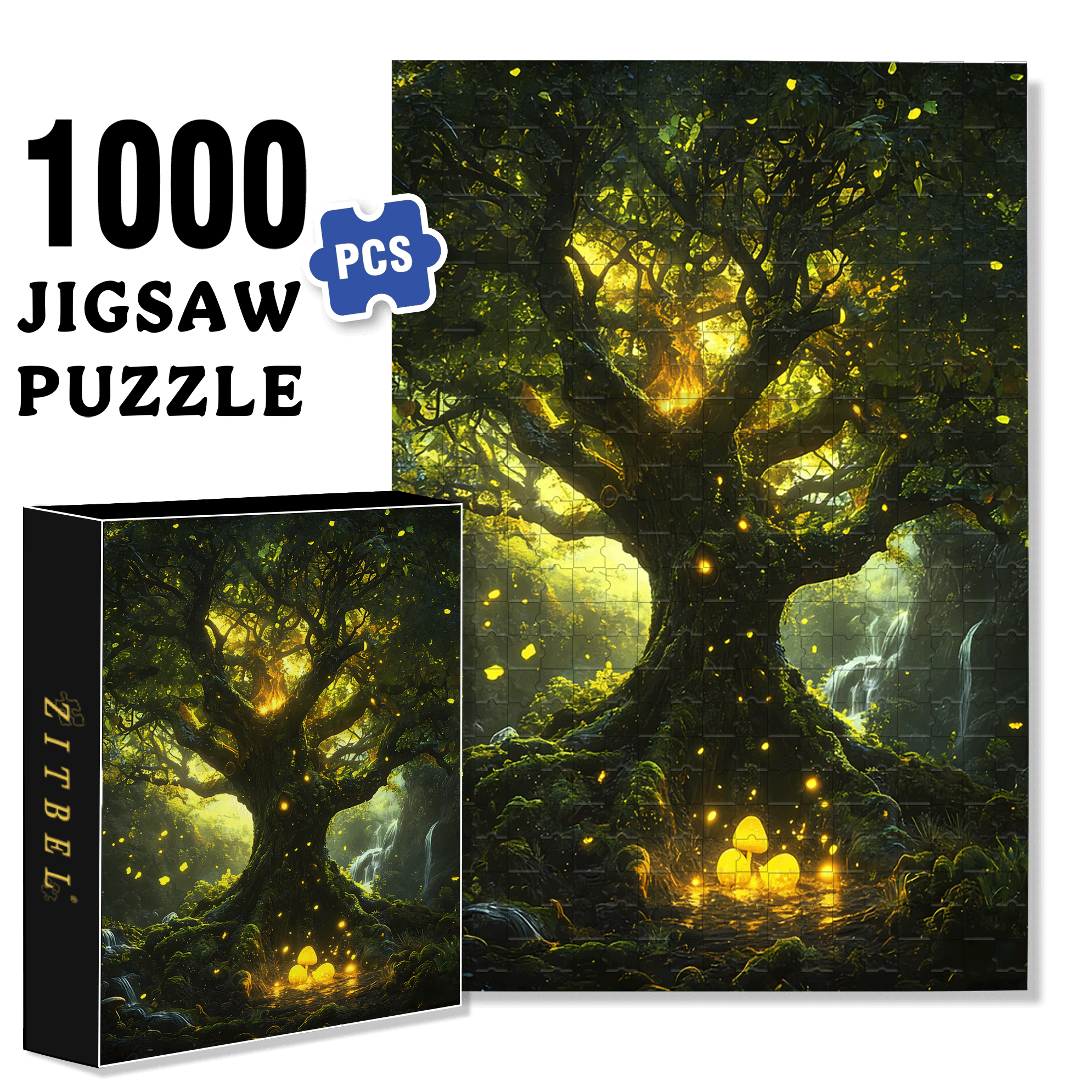 Ancient Giant Tree 500pcs/1000pcs Jigsaw Puzzle, Scratch-Resistant, Interactive Family Game & Brain-Boosting DIY Decor, Perfect for Halloween, Christmas & New Year Gifts, Family Puzzle Game