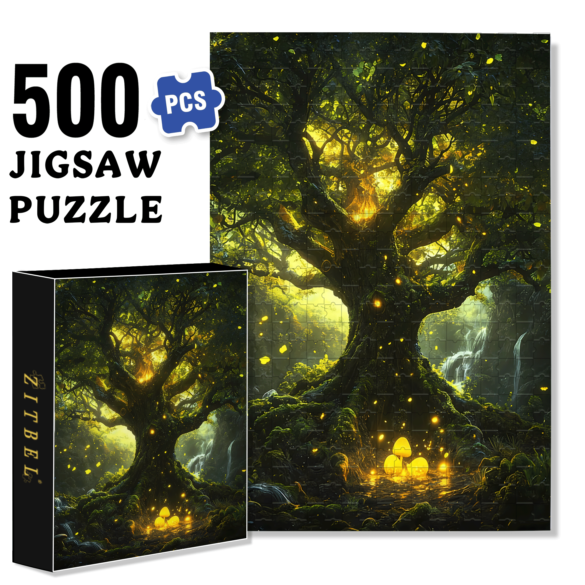 Ancient Giant Tree 500pcs/1000pcs Jigsaw Puzzle, Scratch-Resistant, Interactive Family Game & Brain-Boosting DIY Decor, Perfect for Halloween, Christmas & New Year Gifts, Family Puzzle Game