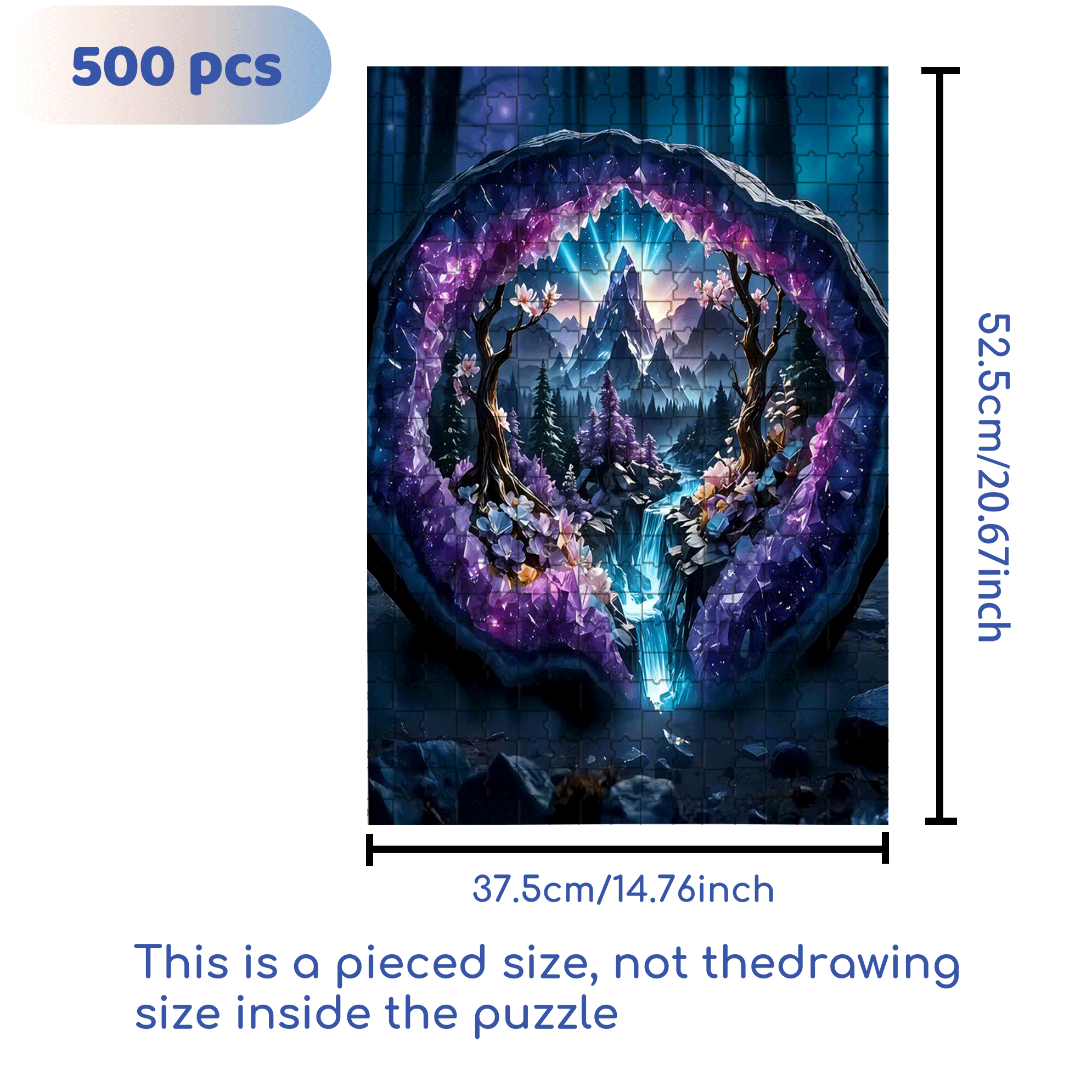 Crystal Cave Sanctuary 500pcs/1000pcs Jigsaw Puzzle, Scratch-Resistant, Interactive Family Game & Brain-Boosting DIY Decor, Perfect for Halloween, Christmas & New Year Gifts, Family Puzzle Game