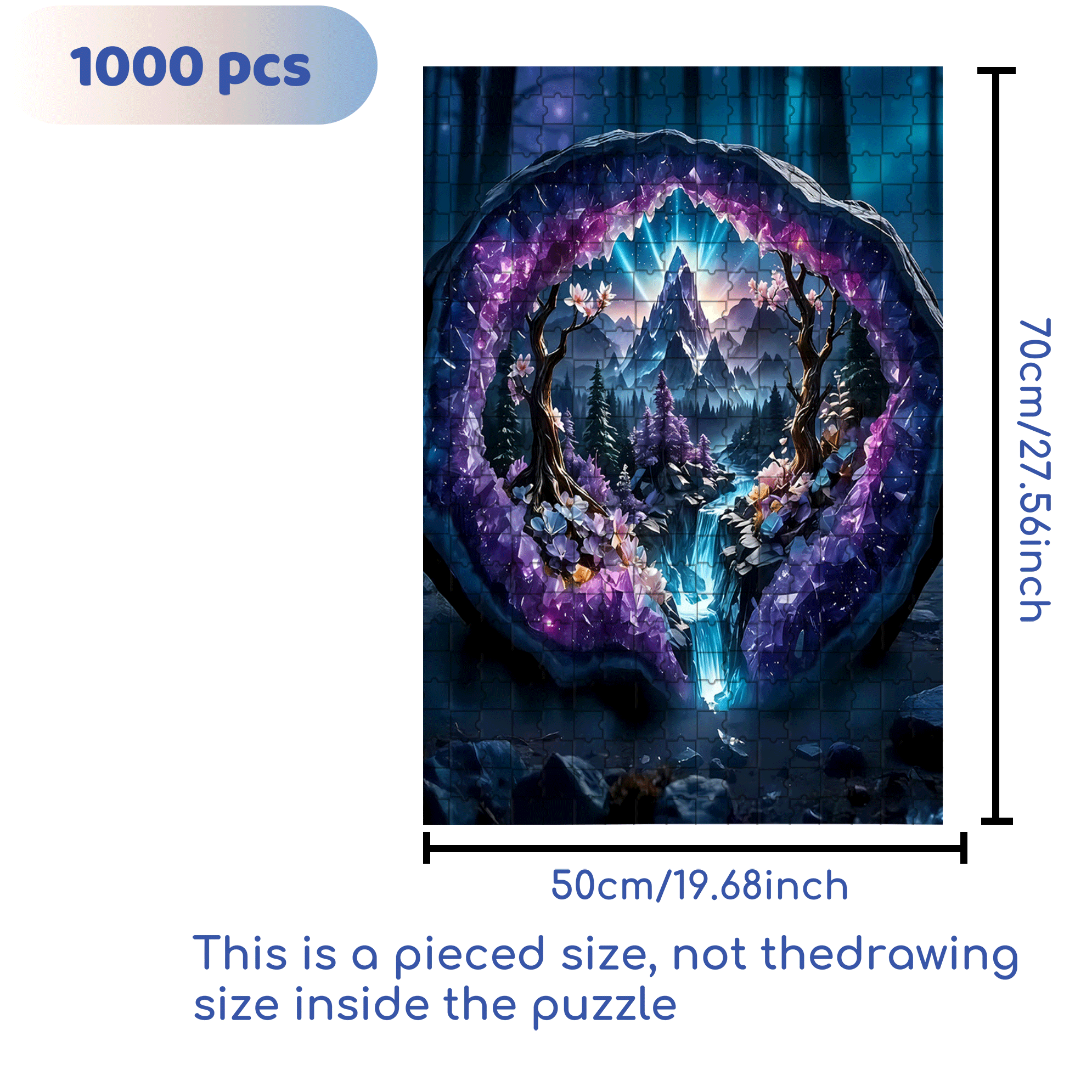 Crystal Cave Sanctuary 500pcs/1000pcs Jigsaw Puzzle, Scratch-Resistant, Interactive Family Game & Brain-Boosting DIY Decor, Perfect for Halloween, Christmas & New Year Gifts, Family Puzzle Game