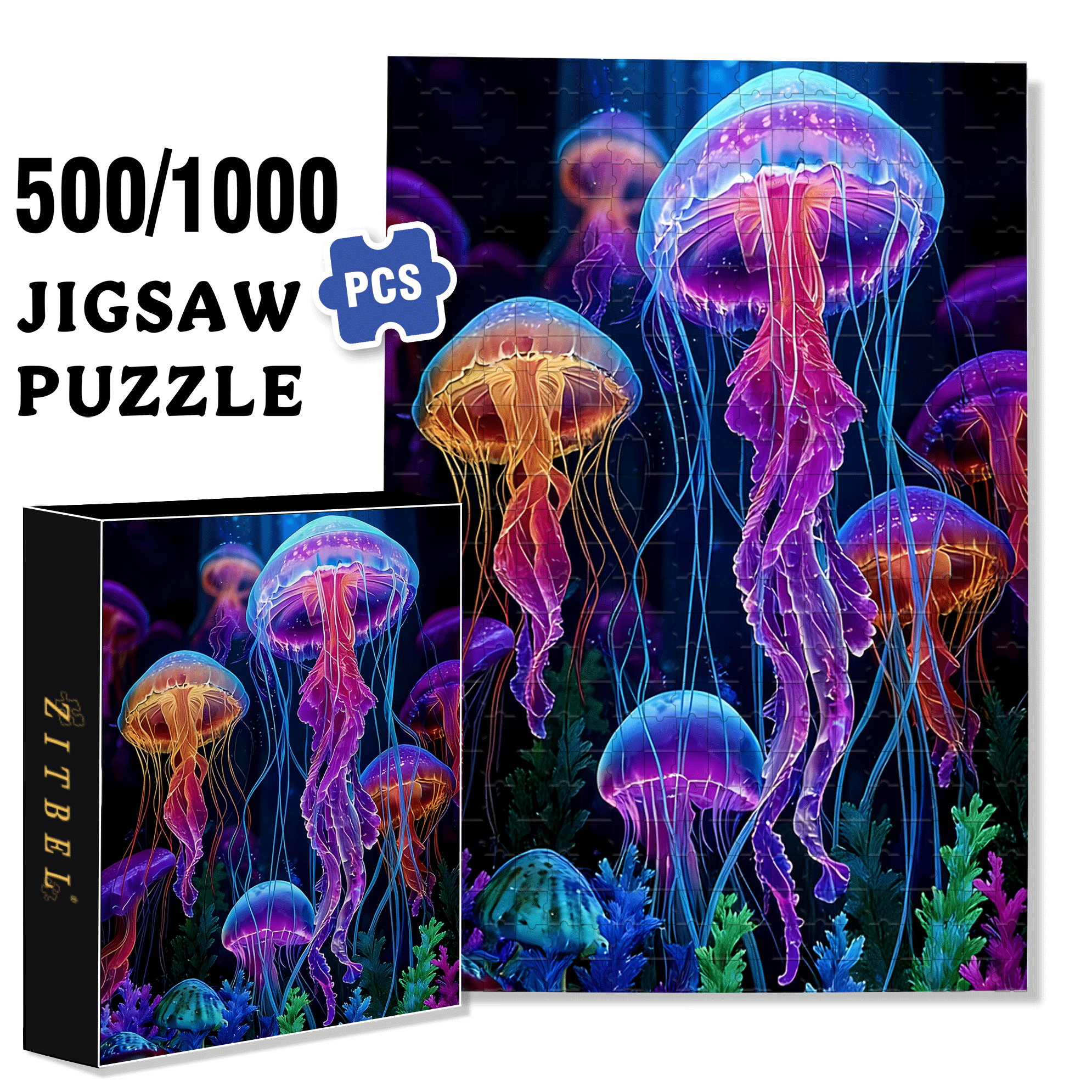 Deep Sea Dreaming 500pcs/1000pcs Jigsaw Puzzle, Scratch-Resistant, Interactive Family Game & Brain-Boosting DIY Decor, Perfect for Halloween, Christmas & New Year Gifts, Family Puzzle Game