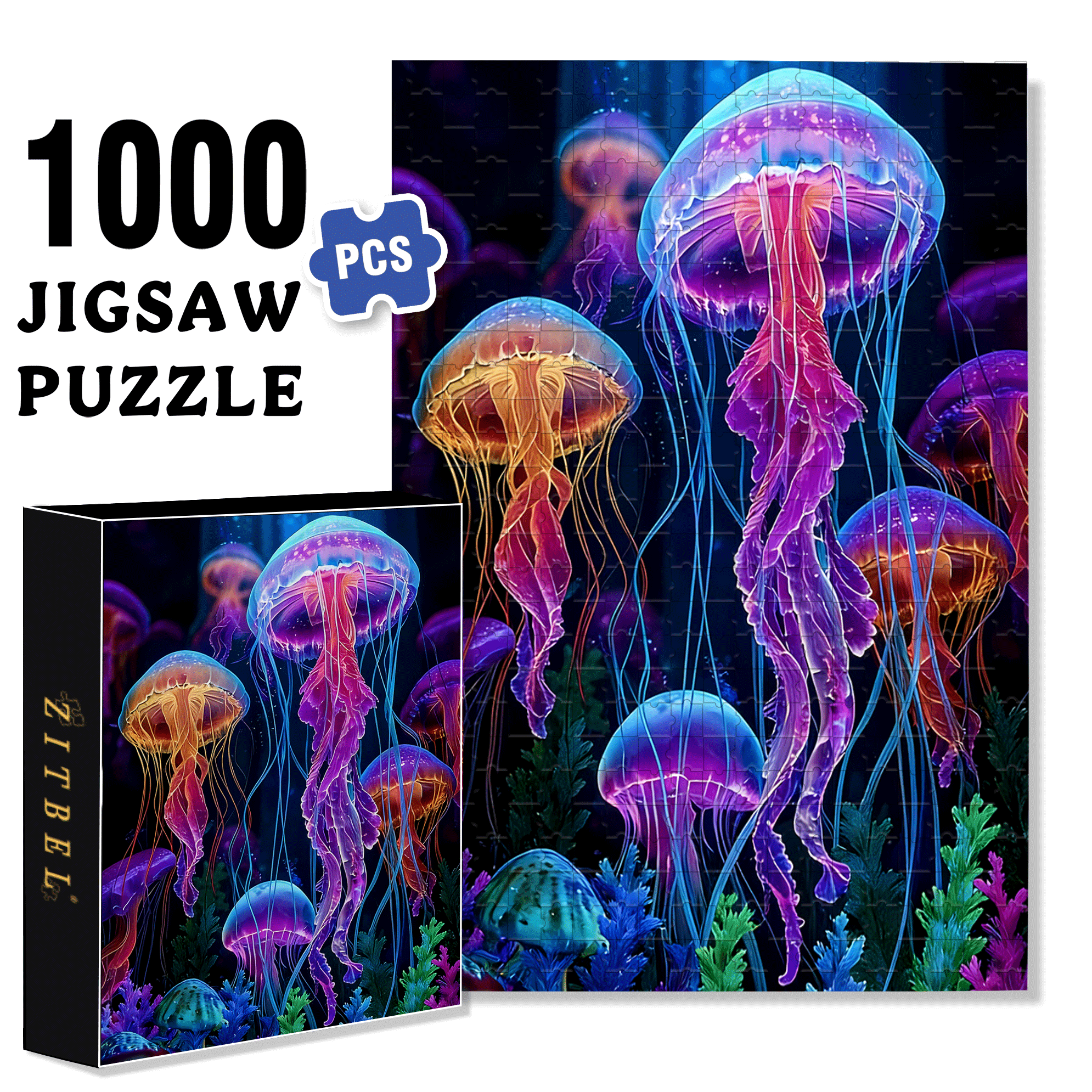 Deep Sea Dreaming 500pcs/1000pcs Jigsaw Puzzle, Scratch-Resistant, Interactive Family Game & Brain-Boosting DIY Decor, Perfect for Halloween, Christmas & New Year Gifts, Family Puzzle Game