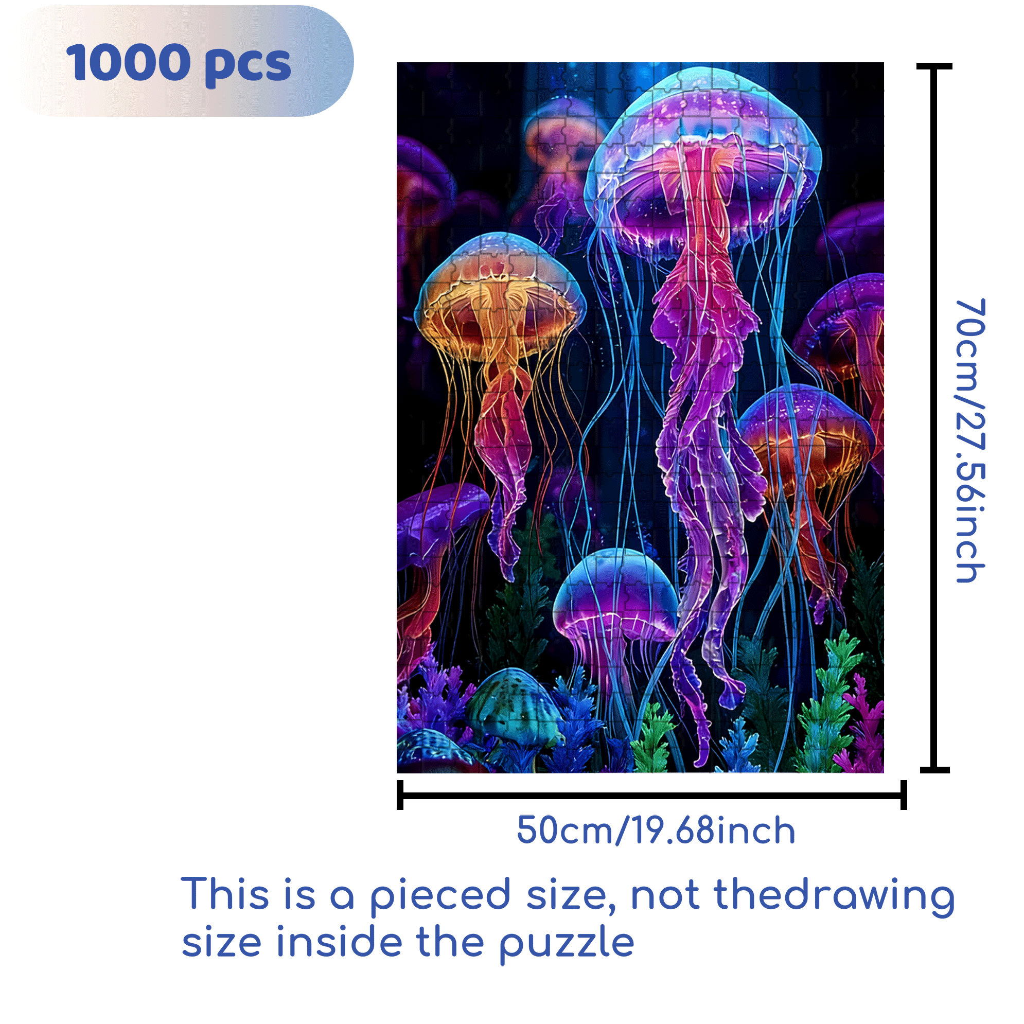 Deep Sea Dreaming 500pcs/1000pcs Jigsaw Puzzle, Scratch-Resistant, Interactive Family Game & Brain-Boosting DIY Decor, Perfect for Halloween, Christmas & New Year Gifts, Family Puzzle Game