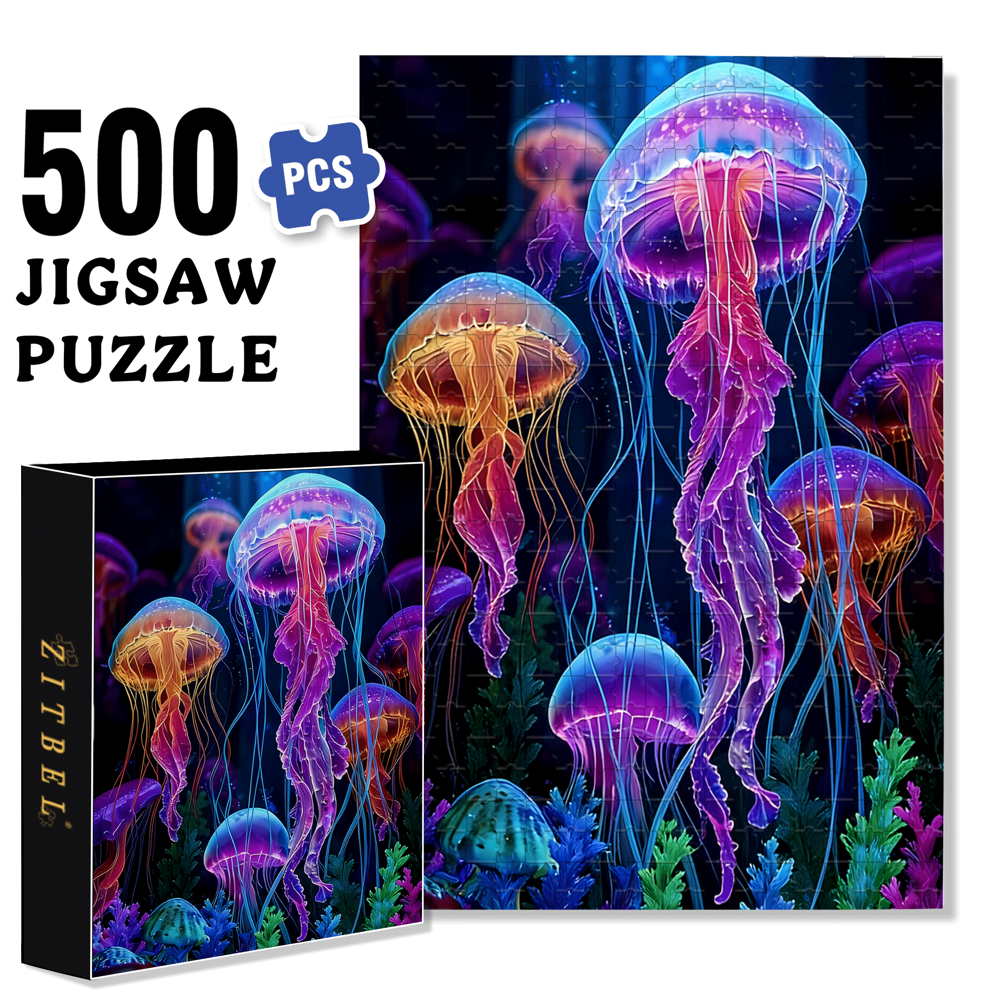 Deep Sea Dreaming 500pcs/1000pcs Jigsaw Puzzle, Scratch-Resistant, Interactive Family Game & Brain-Boosting DIY Decor, Perfect for Halloween, Christmas & New Year Gifts, Family Puzzle Game