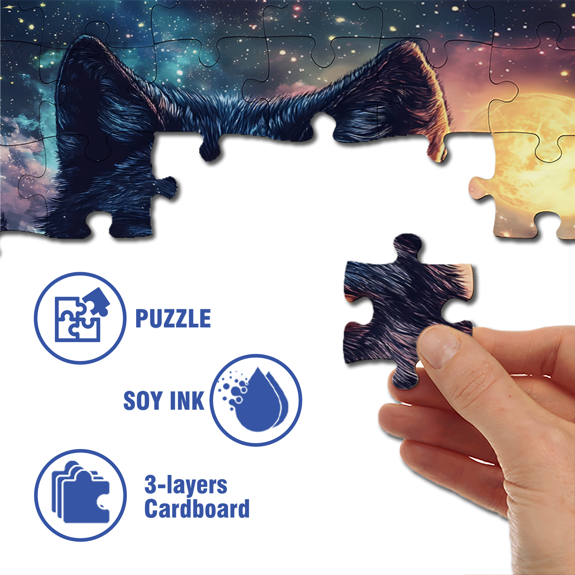 Double-Luminous White Wolf 500pcs/1000pcs Jigsaw Puzzle, Scratch-Resistant, Interactive Family Game & Brain-Boosting DIY Decor, Perfect for Halloween, Christmas & New Year Gifts, Family Puzzle Game