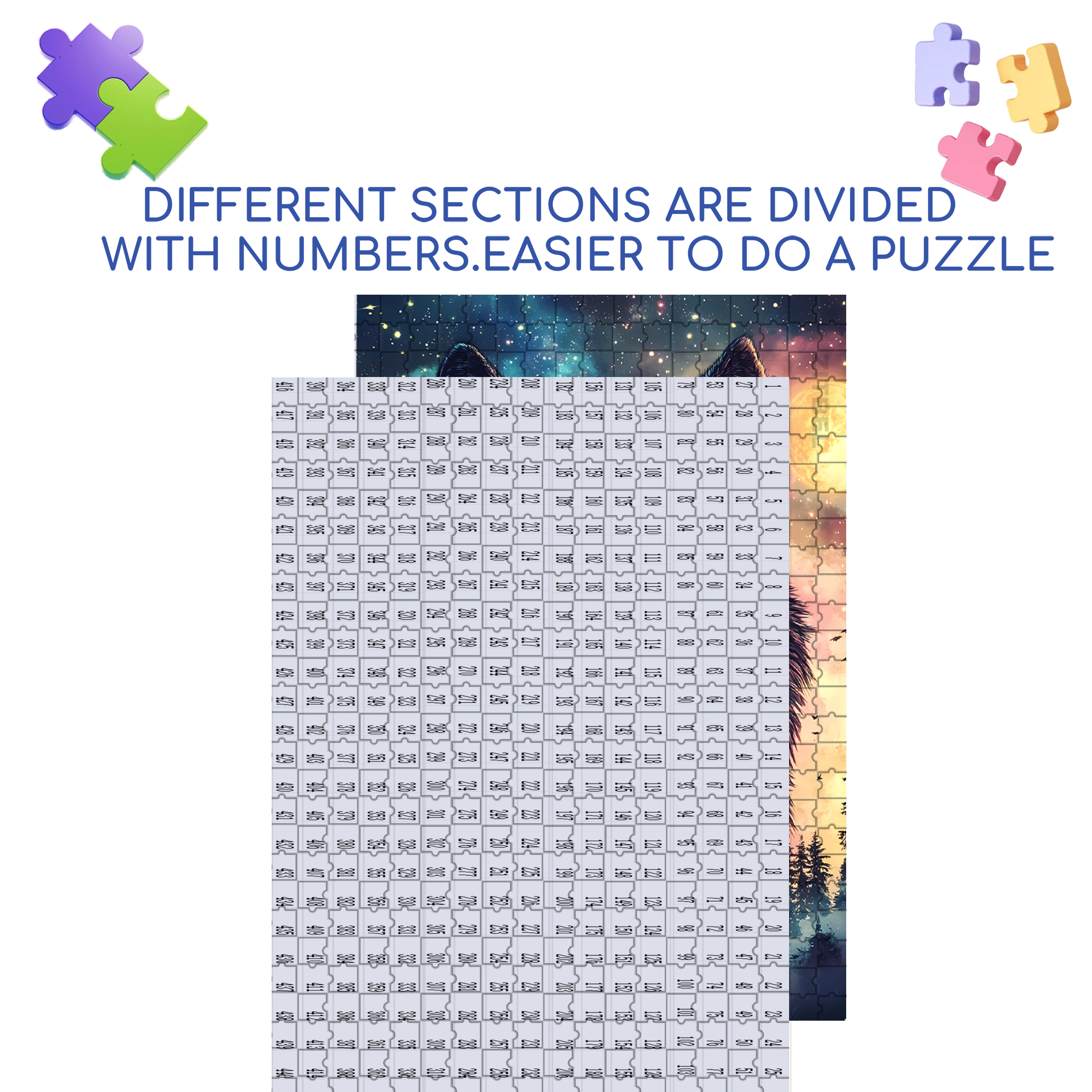 Double-Luminous White Wolf 500pcs/1000pcs Jigsaw Puzzle, Scratch-Resistant, Interactive Family Game & Brain-Boosting DIY Decor, Perfect for Halloween, Christmas & New Year Gifts, Family Puzzle Game