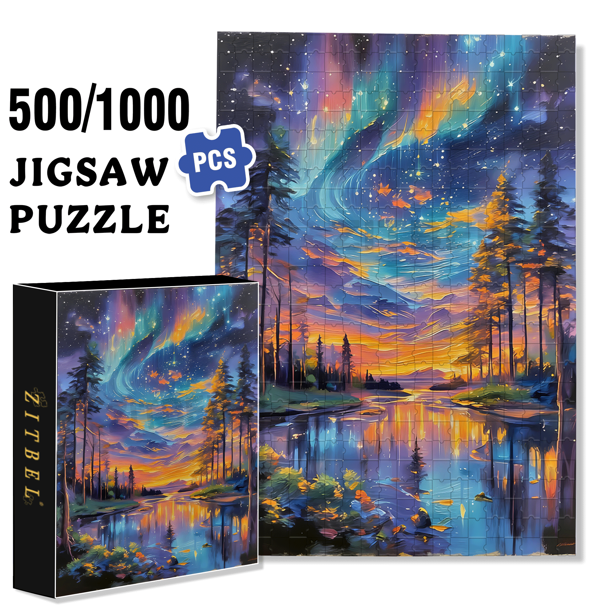 Dreamlike Colors 500pcs/1000pcs Jigsaw Puzzle, Scratch-Resistant, Interactive Family Game & Brain-Boosting DIY Decor, Perfect for Halloween, Christmas & New Year Gifts, Family Puzzle Game