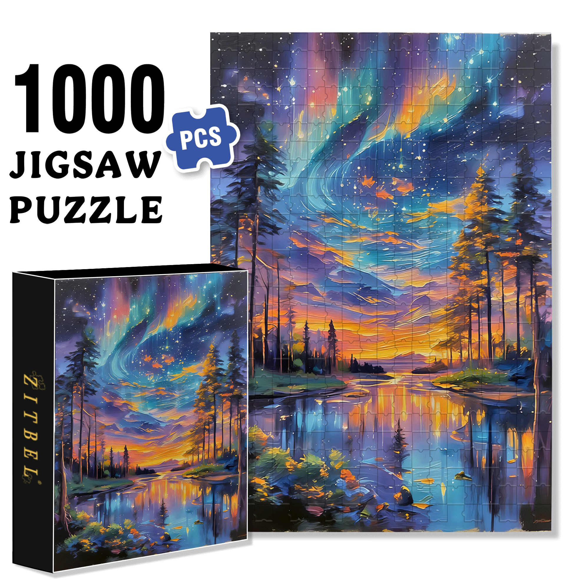 Dreamlike Colors 500pcs/1000pcs Jigsaw Puzzle, Scratch-Resistant, Interactive Family Game & Brain-Boosting DIY Decor, Perfect for Halloween, Christmas & New Year Gifts, Family Puzzle Game