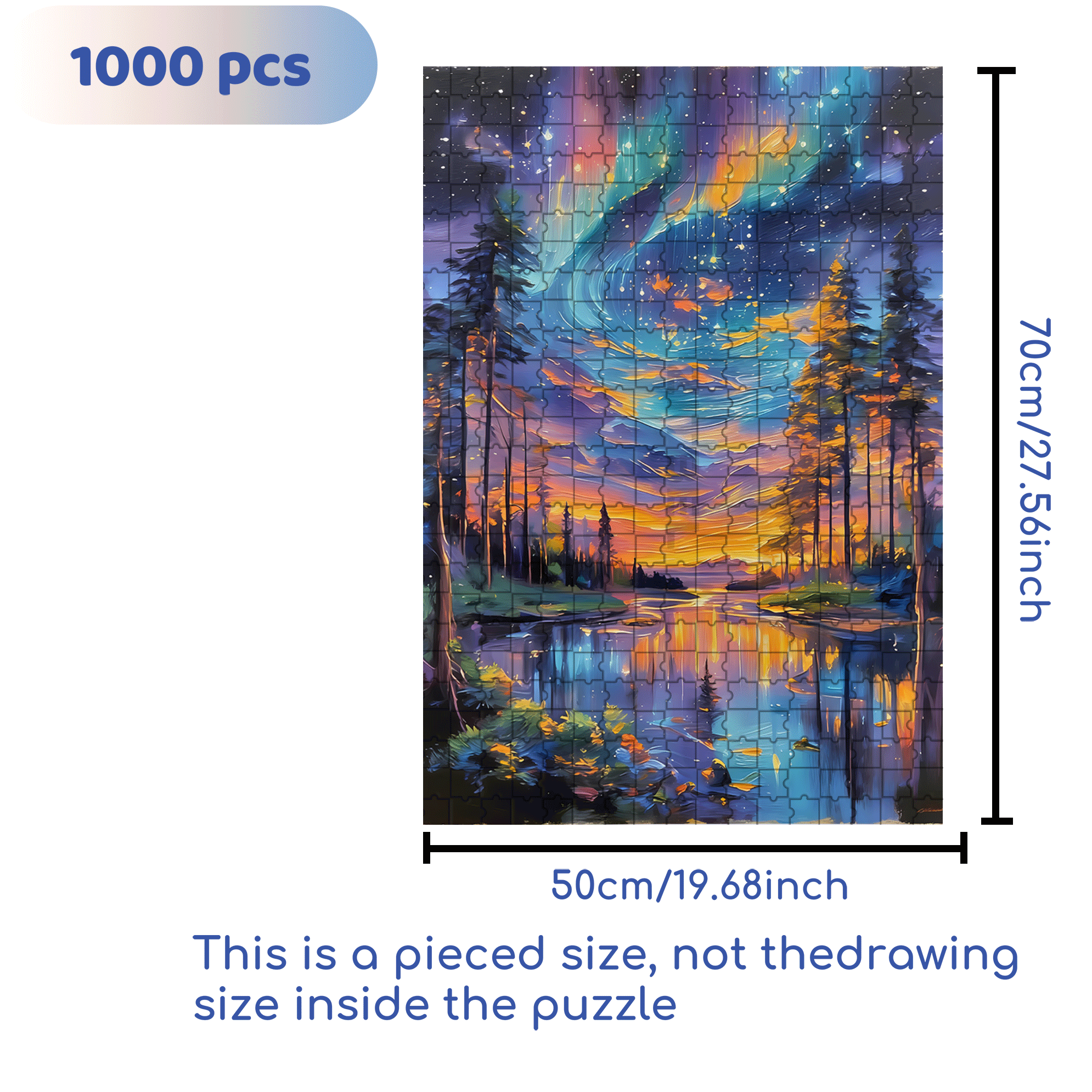 Dreamlike Colors 500pcs/1000pcs Jigsaw Puzzle, Scratch-Resistant, Interactive Family Game & Brain-Boosting DIY Decor, Perfect for Halloween, Christmas & New Year Gifts, Family Puzzle Game