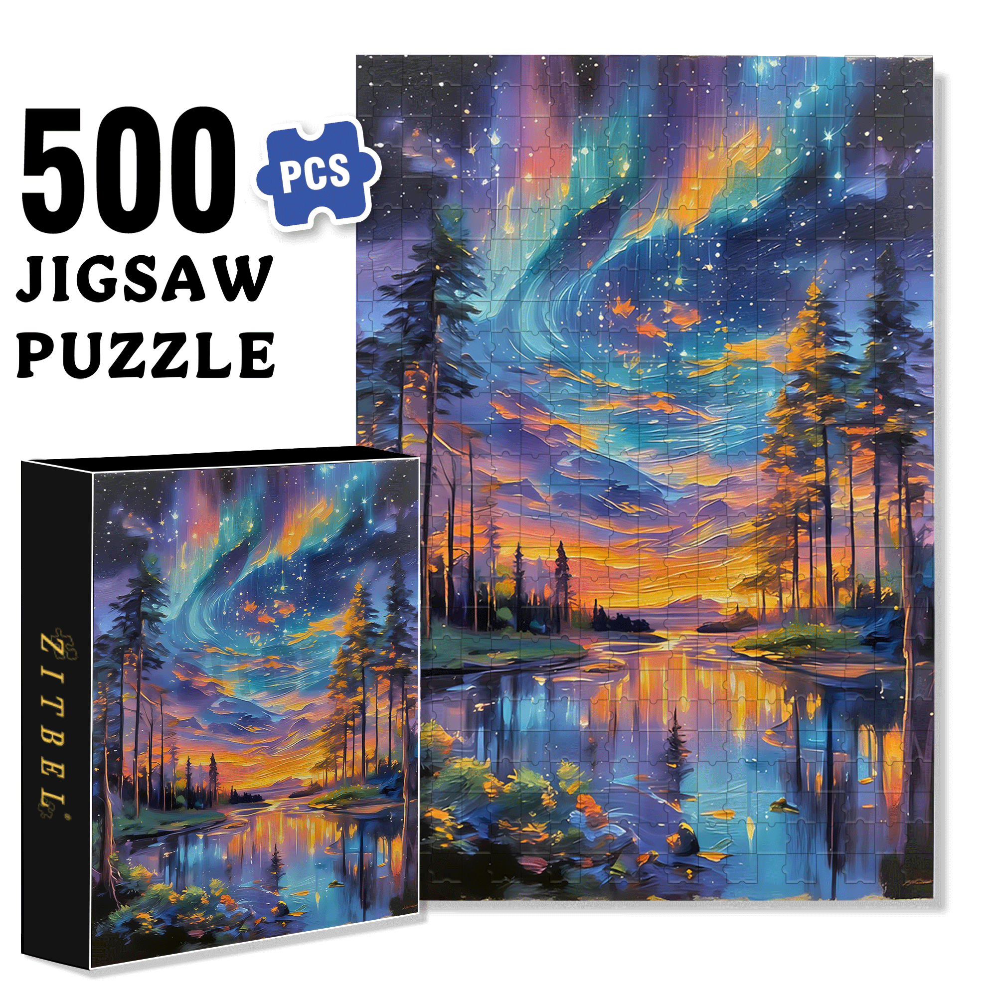 Dreamlike Colors 500pcs/1000pcs Jigsaw Puzzle, Scratch-Resistant, Interactive Family Game & Brain-Boosting DIY Decor, Perfect for Halloween, Christmas & New Year Gifts, Family Puzzle Game