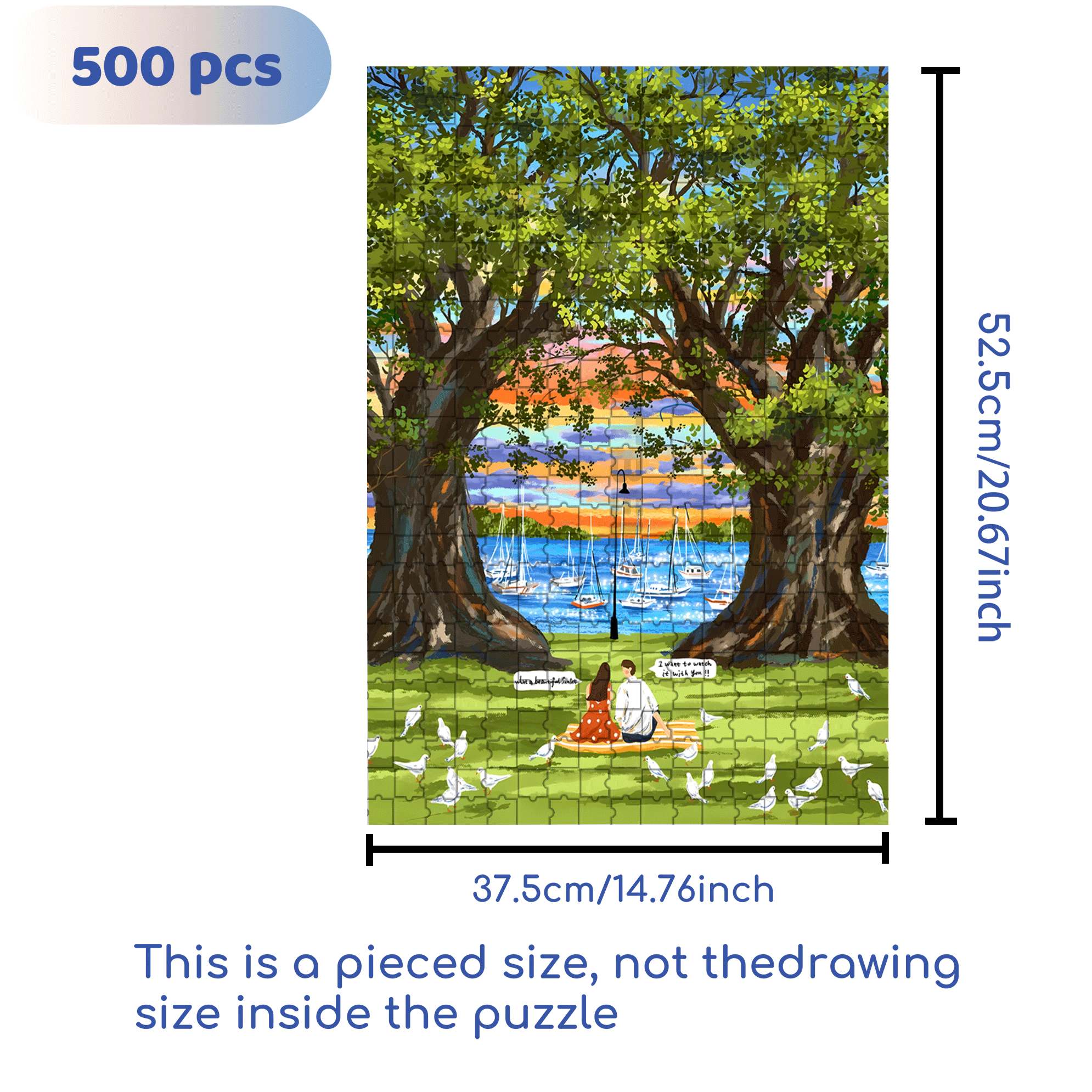 Dusk By The Lake 500pcs/1000pcs Jigsaw Puzzle, Scratch-Resistant, Interactive Family Game & Brain-Boosting DIY Decor, Perfect for Halloween, Christmas & New Year Gifts, Family Puzzle Game