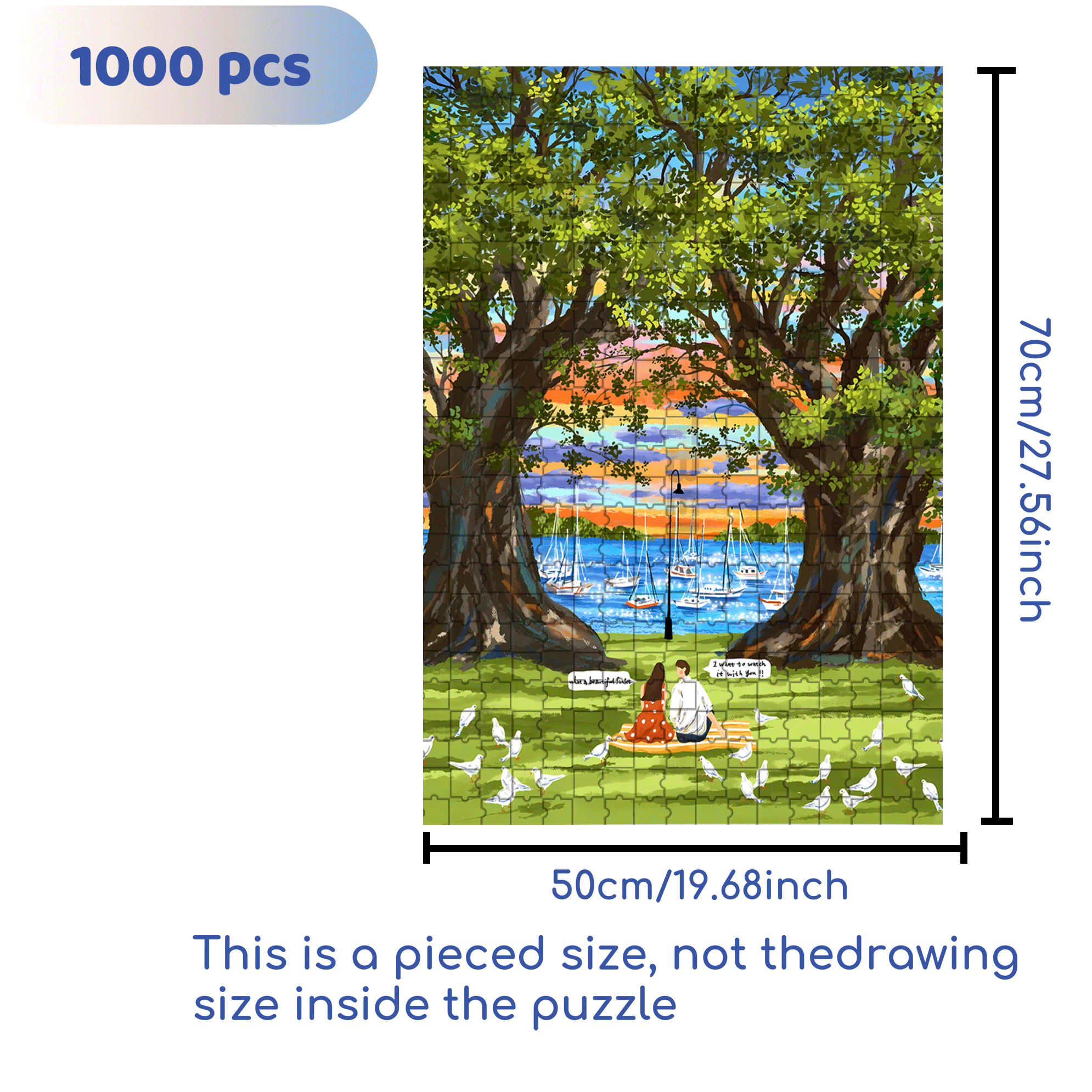 Dusk By The Lake 500pcs/1000pcs Jigsaw Puzzle, Scratch-Resistant, Interactive Family Game & Brain-Boosting DIY Decor, Perfect for Halloween, Christmas & New Year Gifts, Family Puzzle Game