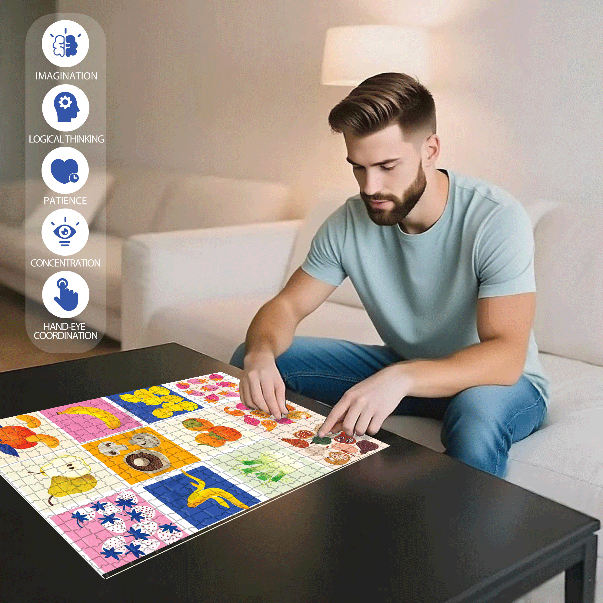 Fresh And Pleasant Atmosphere Of Life 500pcs/1000pcs Jigsaw Puzzle, Scratch-Resistant, Interactive Family Game & Brain-Boosting DIY Decor, Perfect for Halloween, Christmas & New Year Gifts, Family Puzzle Game
