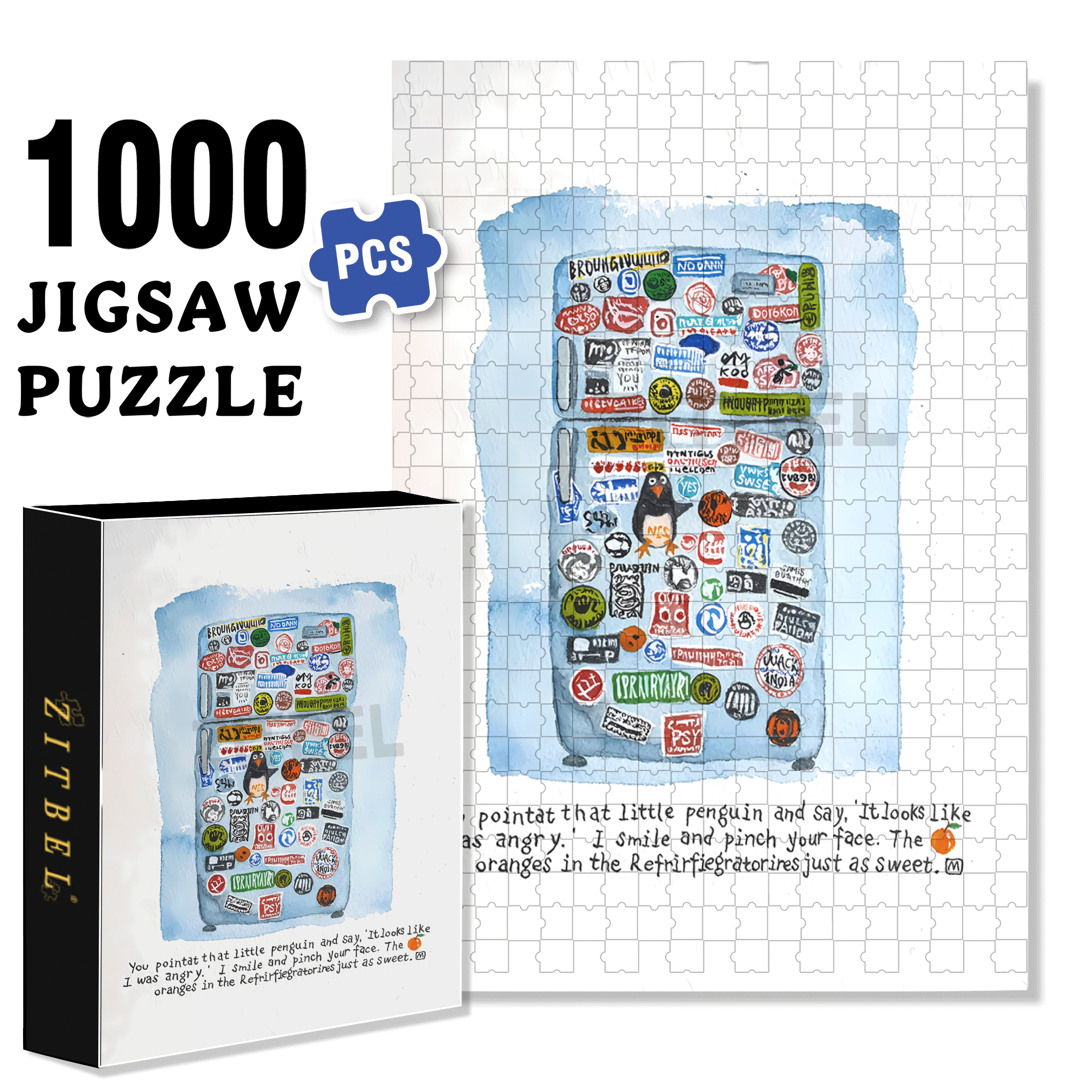 Fridge Magnet 500pcs/1000pcs Jigsaw Puzzle, Scratch-Resistant, Interactive Family Game & Brain-Boosting DIY Decor, Perfect for Halloween, Christmas & New Year Gifts, Family Puzzle Game