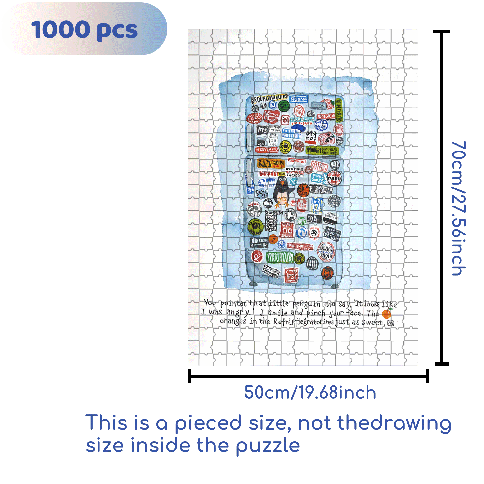 Fridge Magnet 500pcs/1000pcs Jigsaw Puzzle, Scratch-Resistant, Interactive Family Game & Brain-Boosting DIY Decor, Perfect for Halloween, Christmas & New Year Gifts, Family Puzzle Game