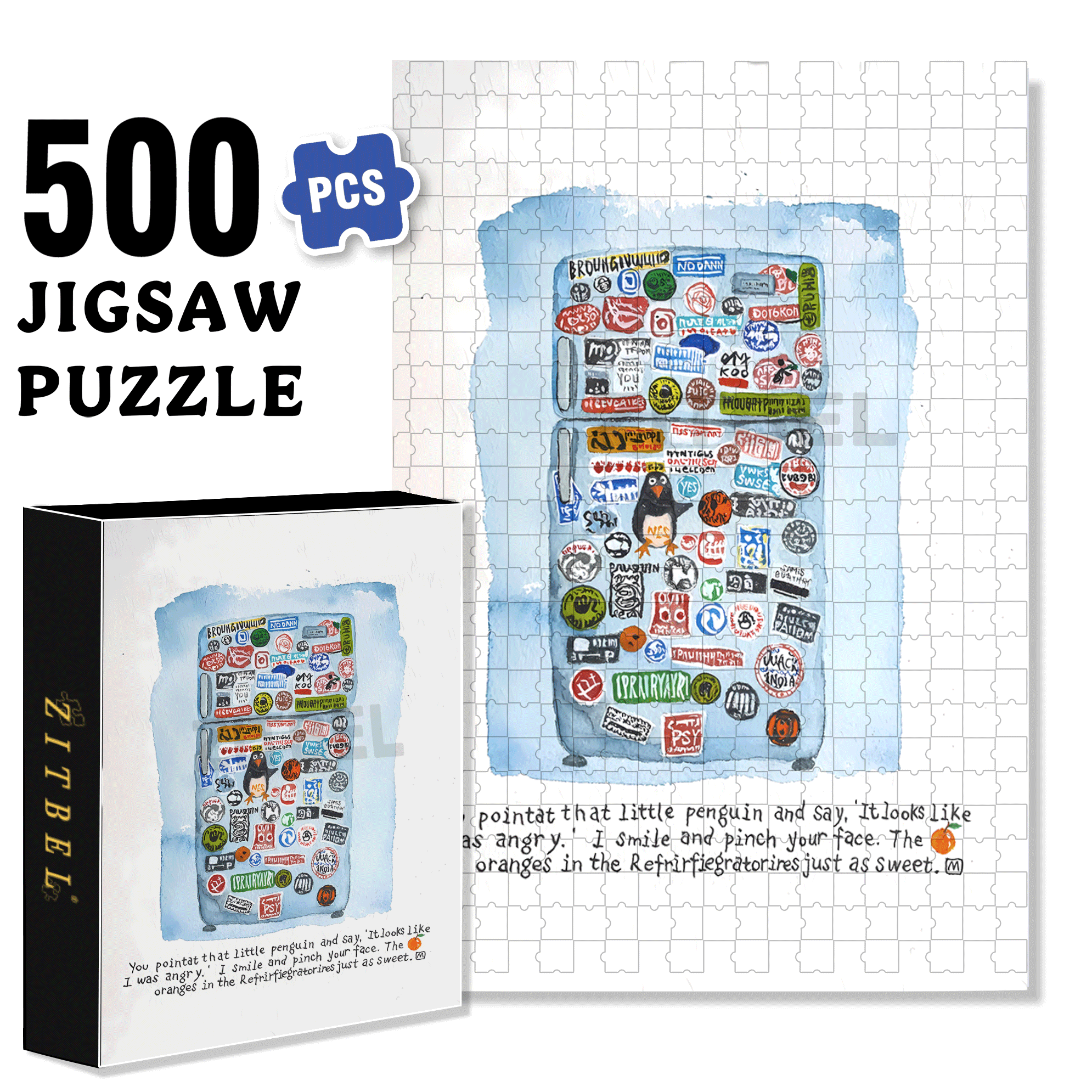 Fridge Magnet 500pcs/1000pcs Jigsaw Puzzle, Scratch-Resistant, Interactive Family Game & Brain-Boosting DIY Decor, Perfect for Halloween, Christmas & New Year Gifts, Family Puzzle Game