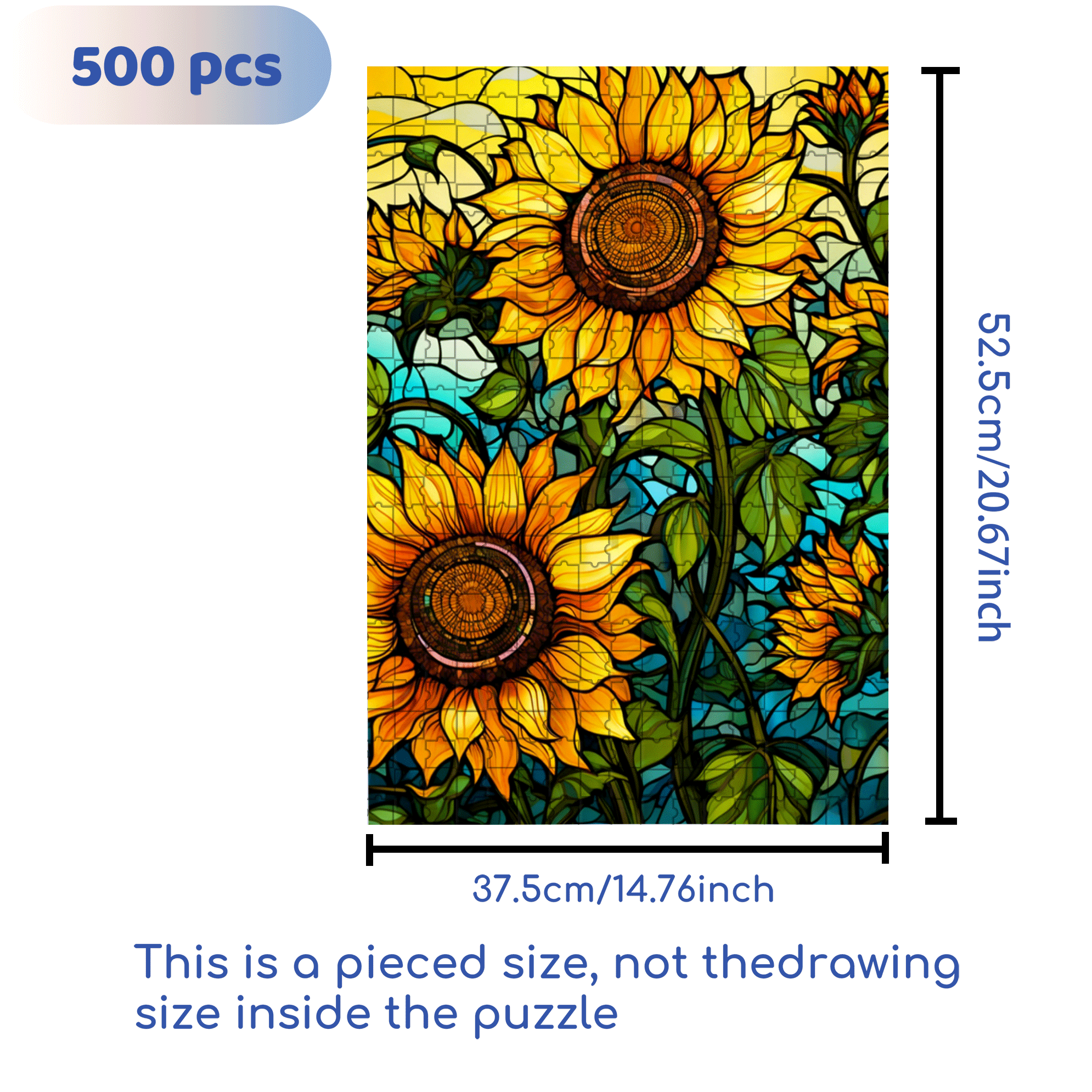 Glazed Sunflower Shadow 500pcs/1000pcs Jigsaw Puzzle, Scratch-Resistant, Interactive Family Game & Brain-Boosting DIY Decor, Perfect for Halloween, Christmas & New Year Gifts, Family Puzzle Game