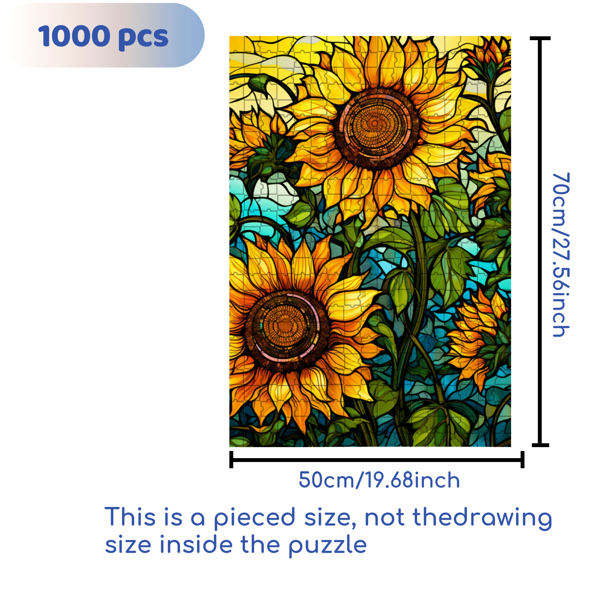 Glazed Sunflower Shadow 500pcs/1000pcs Jigsaw Puzzle, Scratch-Resistant, Interactive Family Game & Brain-Boosting DIY Decor, Perfect for Halloween, Christmas & New Year Gifts, Family Puzzle Game