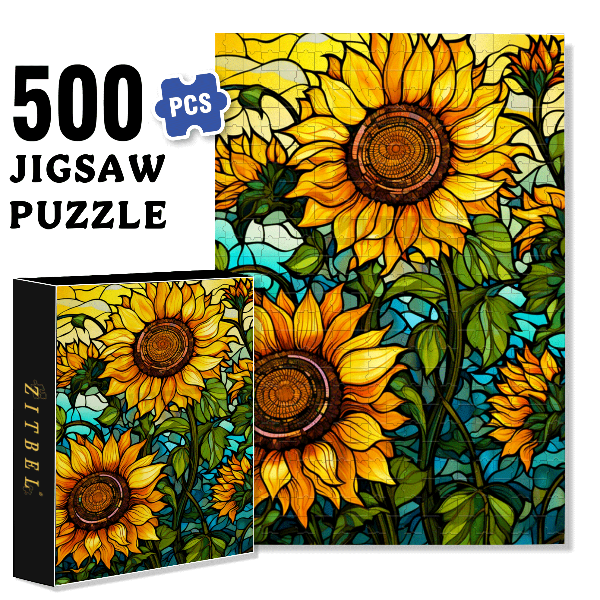 Glazed Sunflower Shadow 500pcs/1000pcs Jigsaw Puzzle, Scratch-Resistant, Interactive Family Game & Brain-Boosting DIY Decor, Perfect for Halloween, Christmas & New Year Gifts, Family Puzzle Game