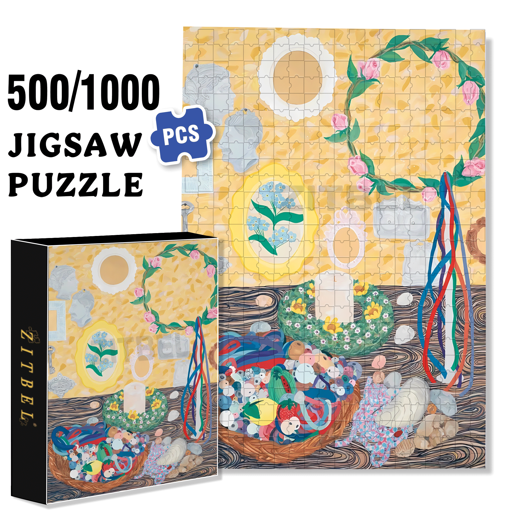 Golden Memories 500pcs/1000pcs Jigsaw Puzzle, Scratch-Resistant, Interactive Family Game & Brain-Boosting DIY Decor, Perfect for Halloween, Christmas & New Year Gifts, Family Puzzle Game