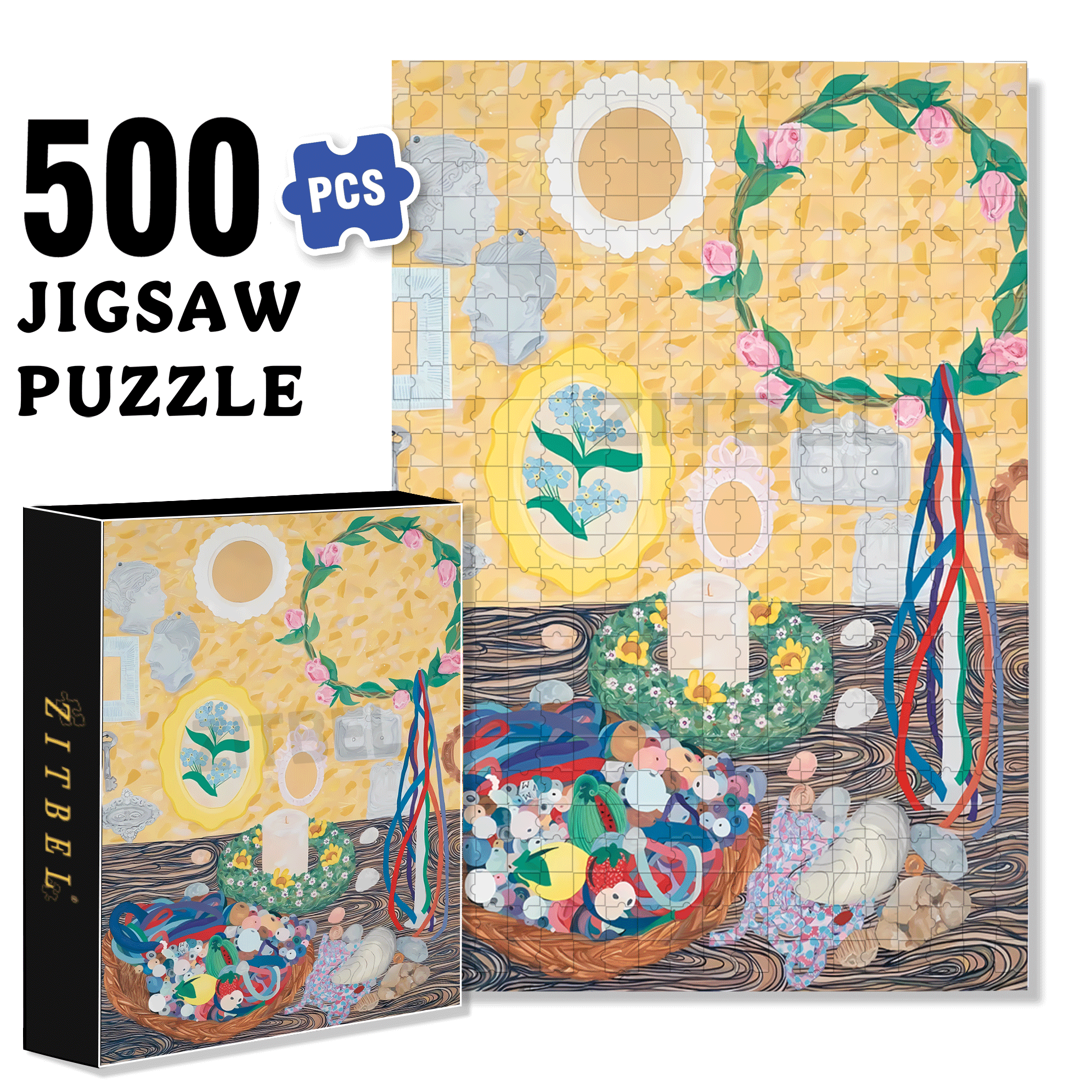 Golden Memories 500pcs/1000pcs Jigsaw Puzzle, Scratch-Resistant, Interactive Family Game & Brain-Boosting DIY Decor, Perfect for Halloween, Christmas & New Year Gifts, Family Puzzle Game