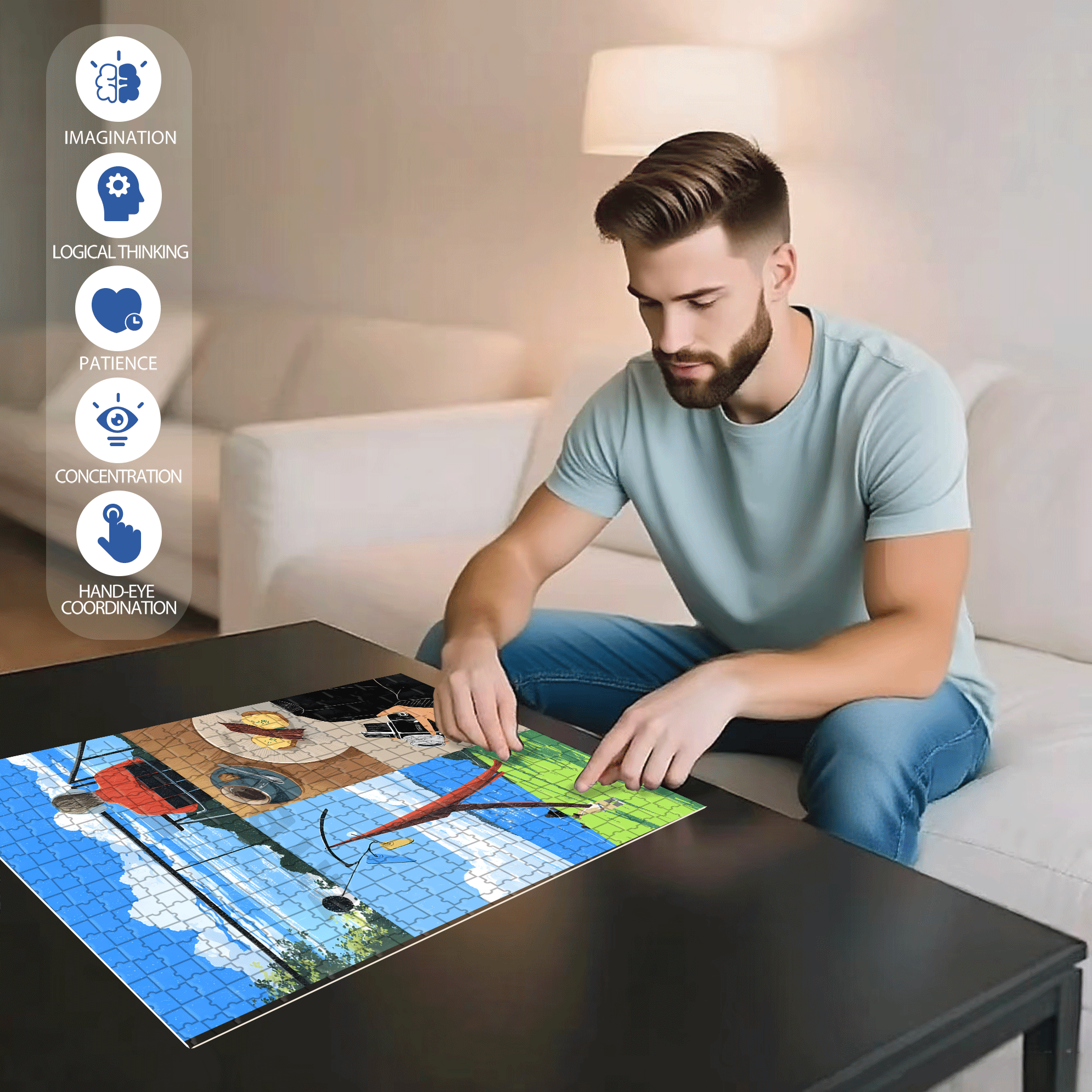 Louisiana 500pcs/1000pcs Jigsaw Puzzle, Scratch-Resistant, Interactive Family Game & Brain-Boosting DIY Decor, Perfect for Halloween, Christmas & New Year Gifts, Family Puzzle Game