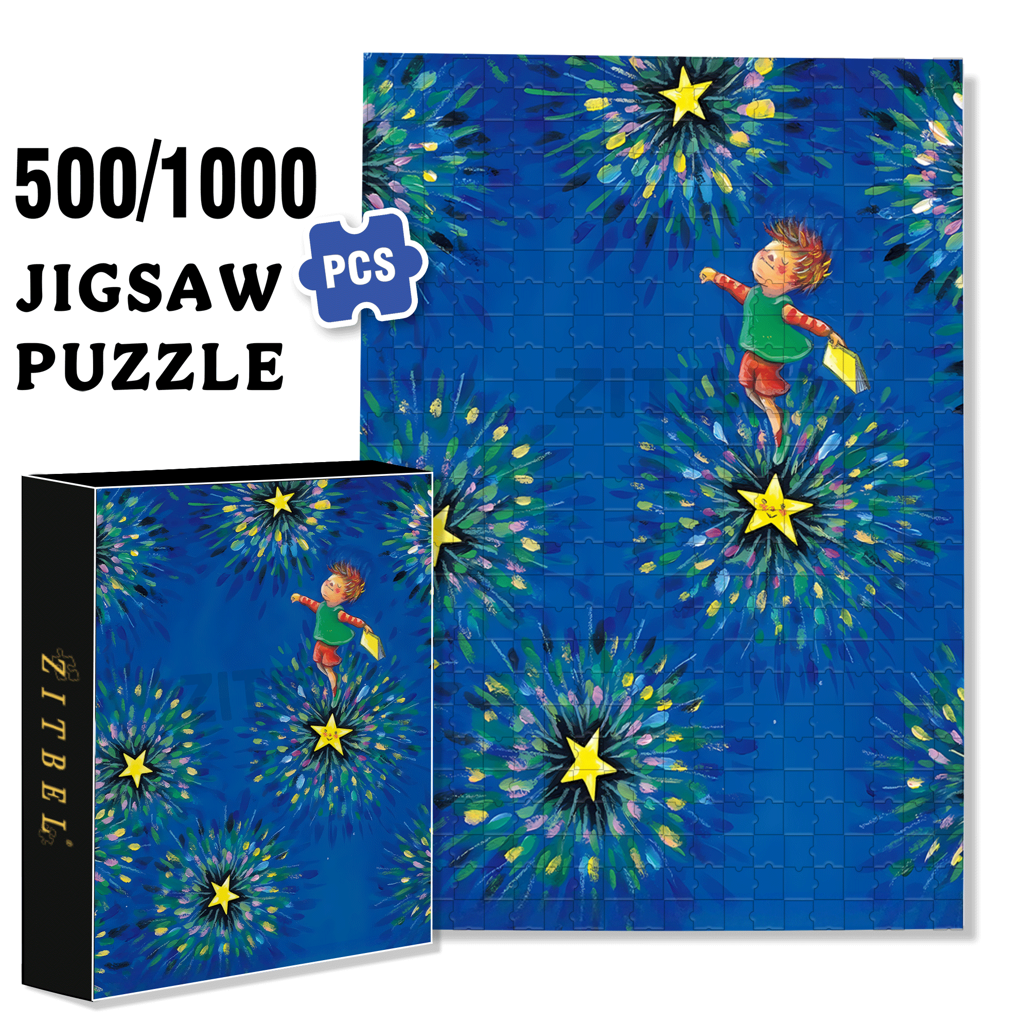 Make A Wish Upon The Stars 500pcs/1000pcs Jigsaw Puzzle, Scratch-Resistant, Interactive Family Game & Brain-Boosting DIY Decor, Perfect for Halloween, Christmas & New Year Gifts, Family Puzzle Game