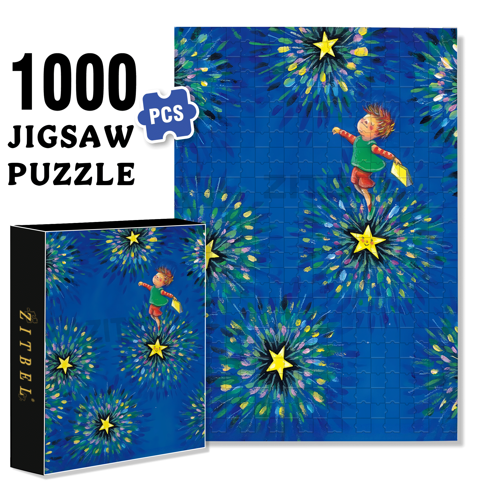 Make A Wish Upon The Stars 500pcs/1000pcs Jigsaw Puzzle, Scratch-Resistant, Interactive Family Game & Brain-Boosting DIY Decor, Perfect for Halloween, Christmas & New Year Gifts, Family Puzzle Game