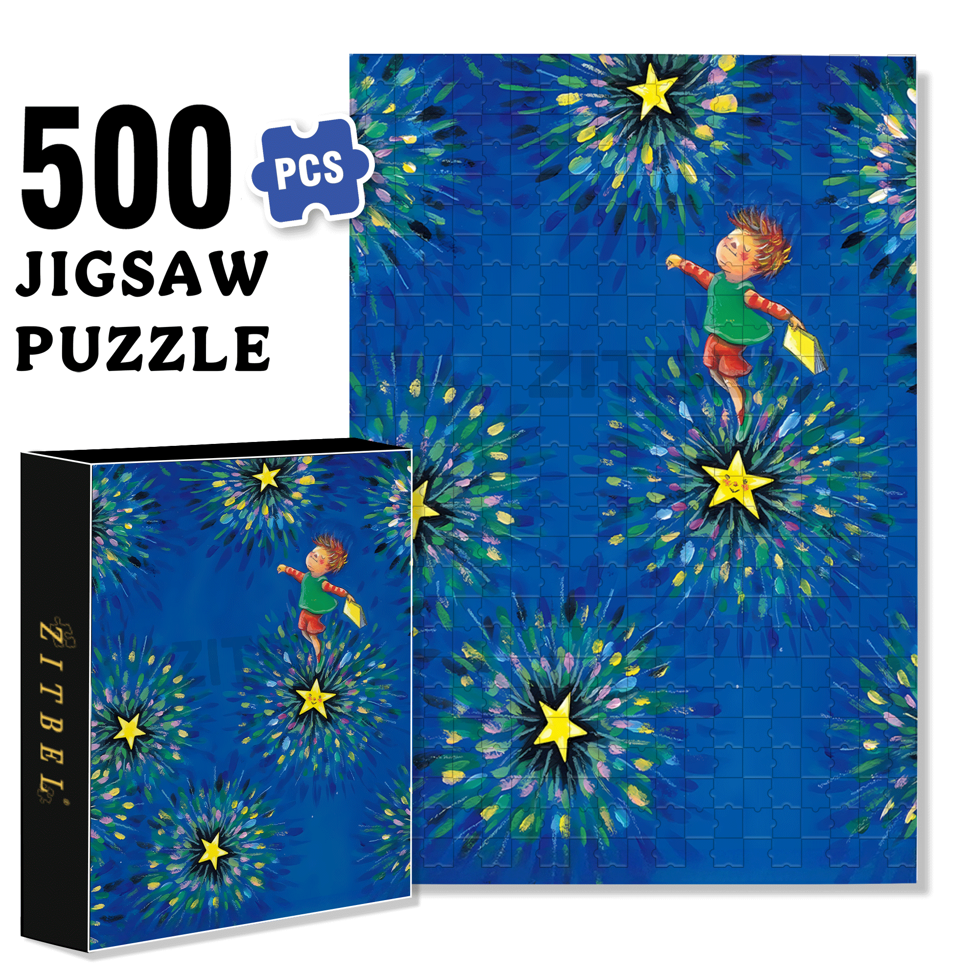 Make A Wish Upon The Stars 500pcs/1000pcs Jigsaw Puzzle, Scratch-Resistant, Interactive Family Game & Brain-Boosting DIY Decor, Perfect for Halloween, Christmas & New Year Gifts, Family Puzzle Game