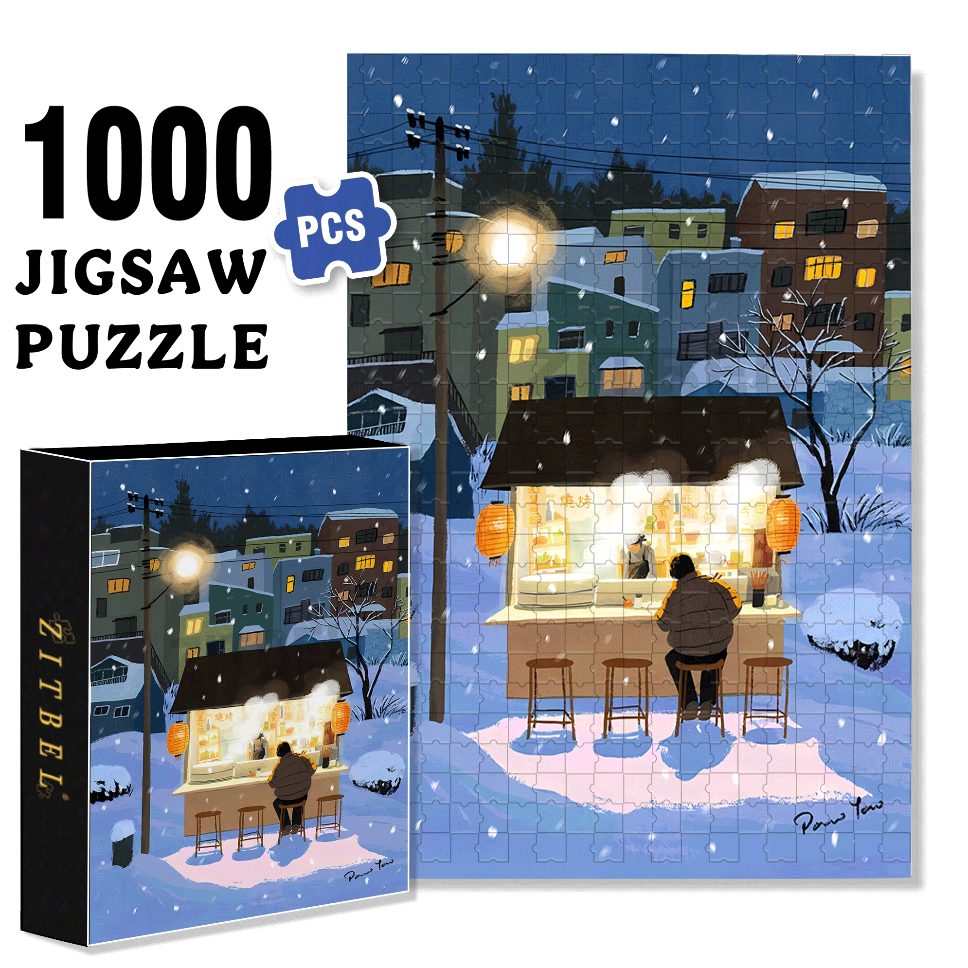 Midnight Diner 500pcs/1000pcs Jigsaw Puzzle, Scratch-Resistant, Interactive Family Game & Brain-Boosting DIY Decor, Perfect for Halloween, Christmas & New Year Gifts, Family Puzzle Game