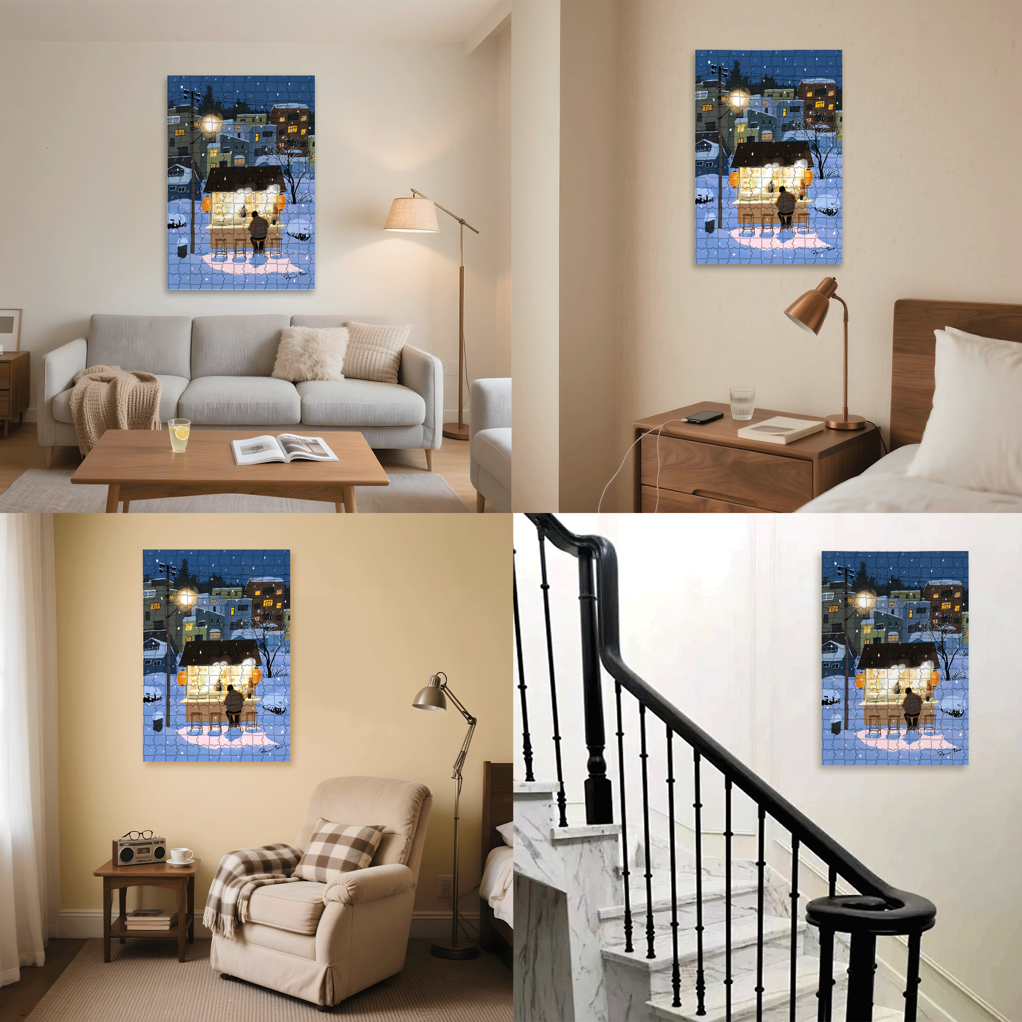 Midnight Diner 500pcs/1000pcs Jigsaw Puzzle, Scratch-Resistant, Interactive Family Game & Brain-Boosting DIY Decor, Perfect for Halloween, Christmas & New Year Gifts, Family Puzzle Game
