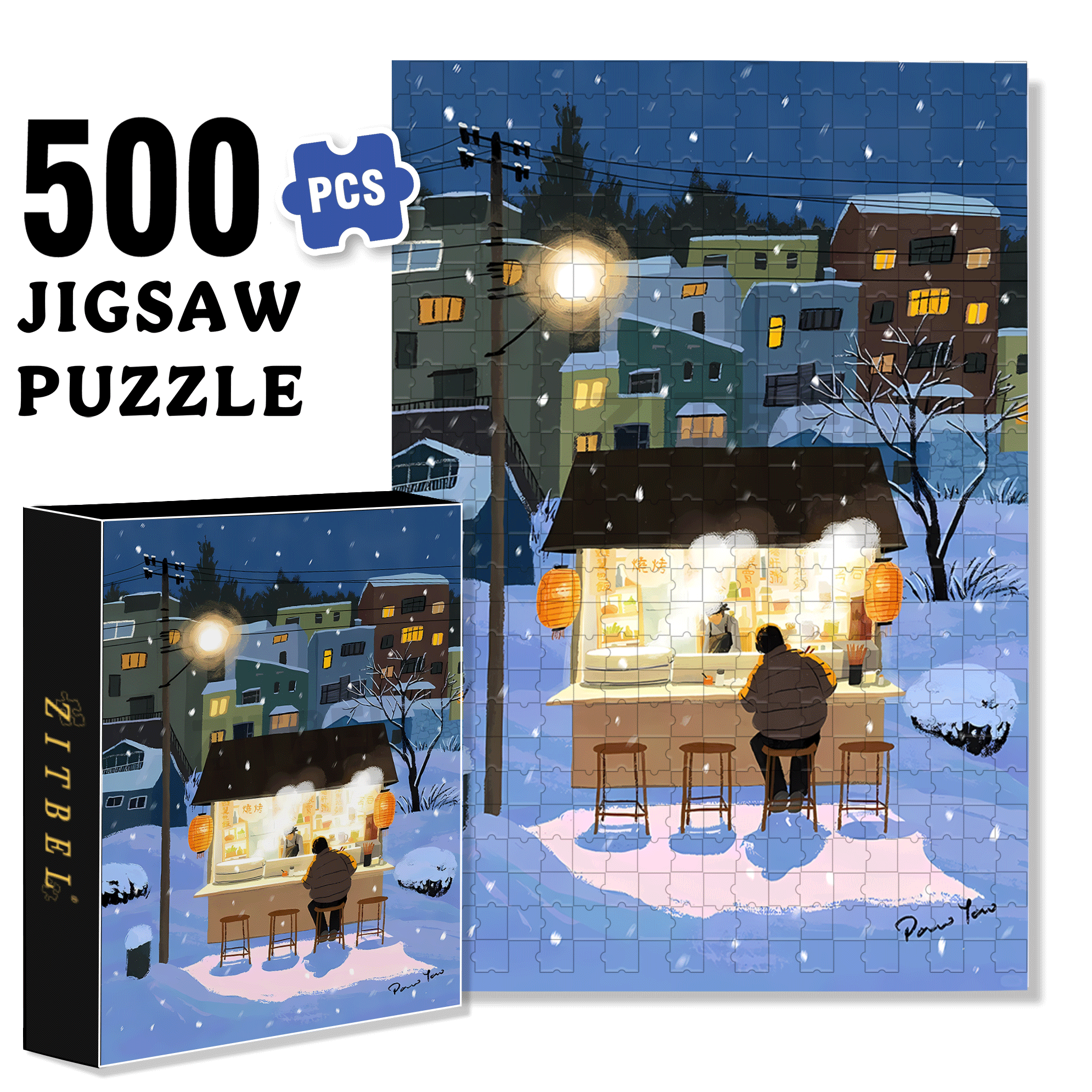 Midnight Diner 500pcs/1000pcs Jigsaw Puzzle, Scratch-Resistant, Interactive Family Game & Brain-Boosting DIY Decor, Perfect for Halloween, Christmas & New Year Gifts, Family Puzzle Game