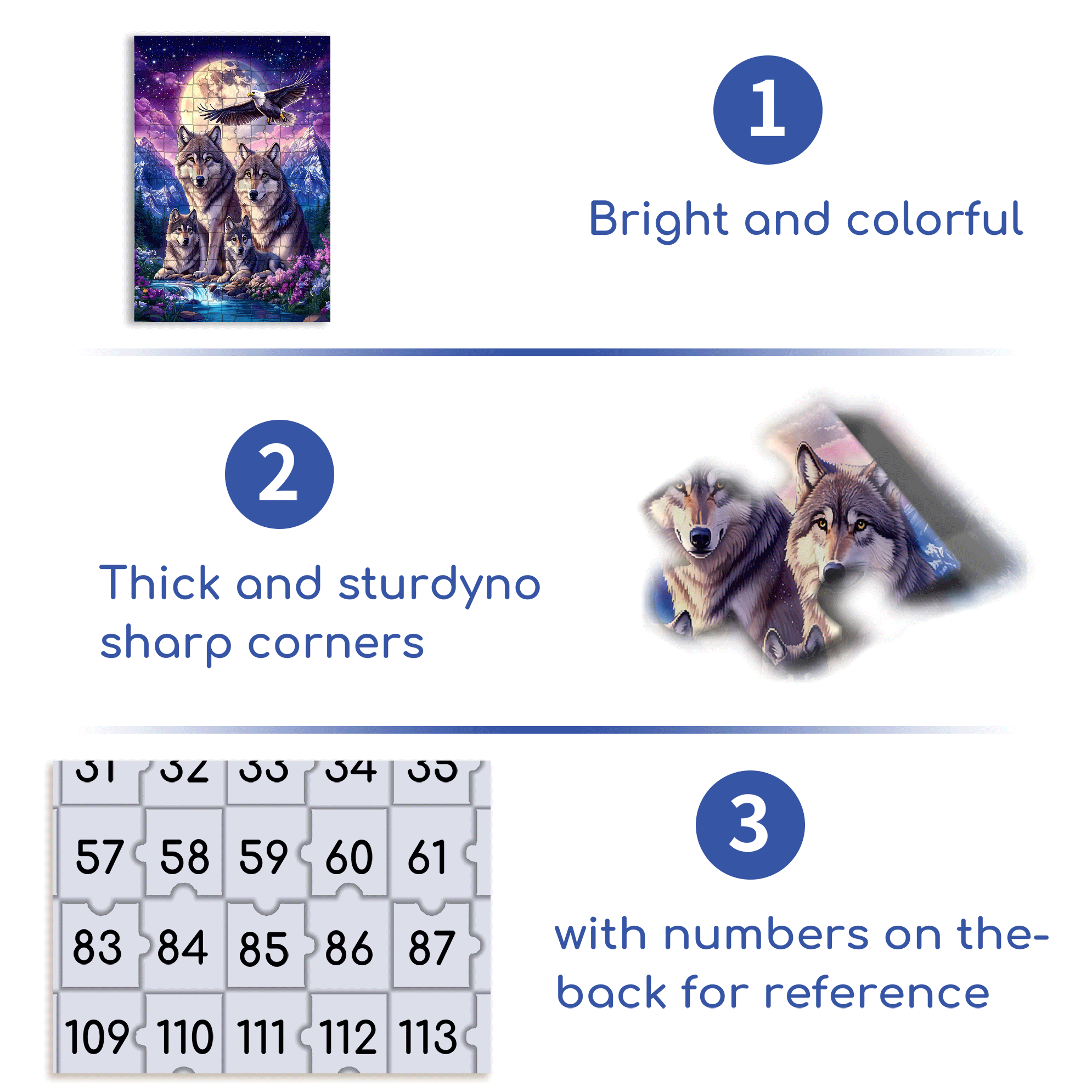 Moonlit Night - Pack of Wolves 500pcs/1000pcs Jigsaw Puzzle, Scratch-Resistant, Interactive Family Game & Brain-Boosting DIY Decor, Perfect for Halloween, Christmas & New Year Gifts, Family Puzzle Game