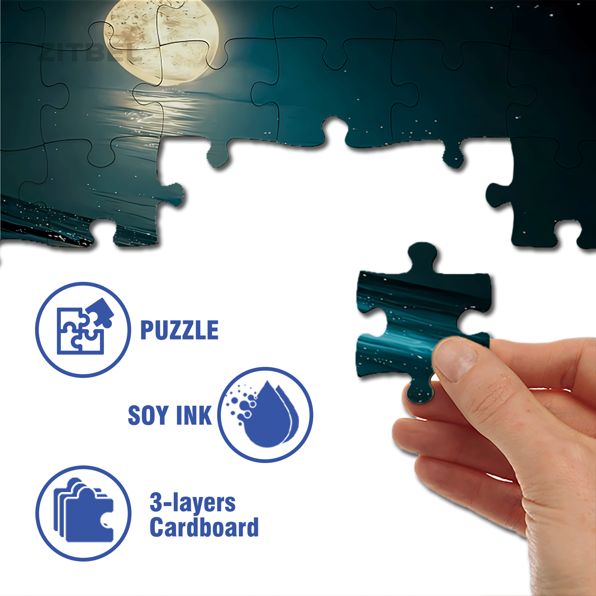 Moonlit Silver Sand 500pcs/1000pcs Jigsaw Puzzle, Scratch-Resistant, Interactive Family Game & Brain-Boosting DIY Decor, Perfect for Halloween, Christmas & New Year Gifts, Family Puzzle Game