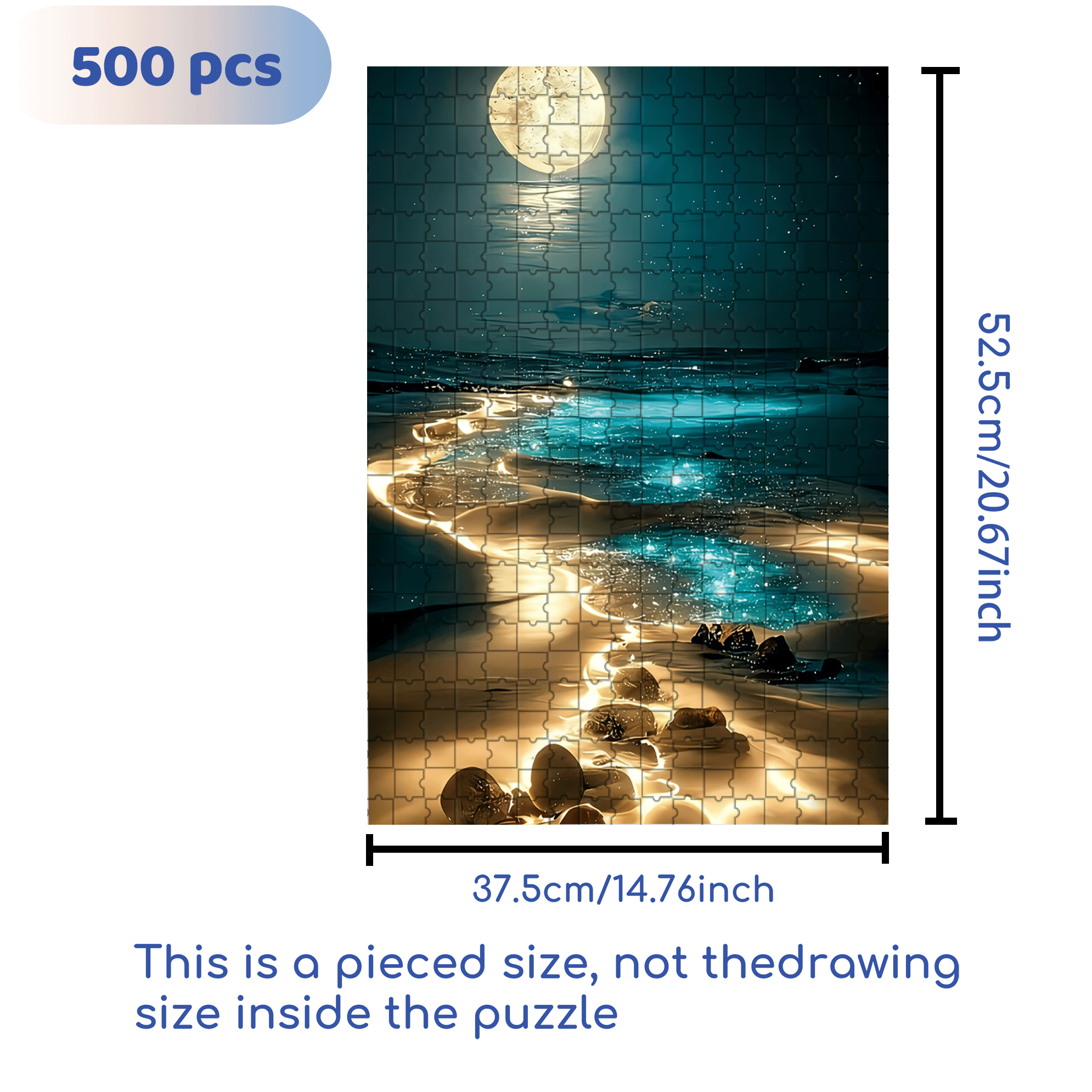 Moonlit Silver Sand 500pcs/1000pcs Jigsaw Puzzle, Scratch-Resistant, Interactive Family Game & Brain-Boosting DIY Decor, Perfect for Halloween, Christmas & New Year Gifts, Family Puzzle Game